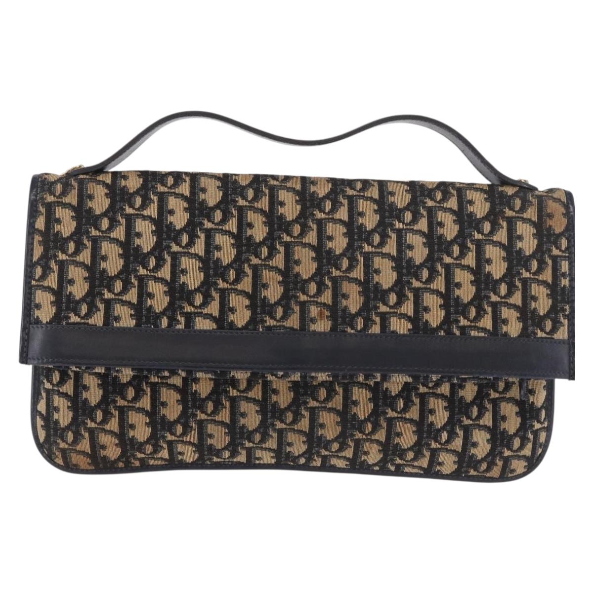 Christian Dior Trotter Canvas Hand Bag 2way Navy Gold Auth 188822 - Jerrillo image 2