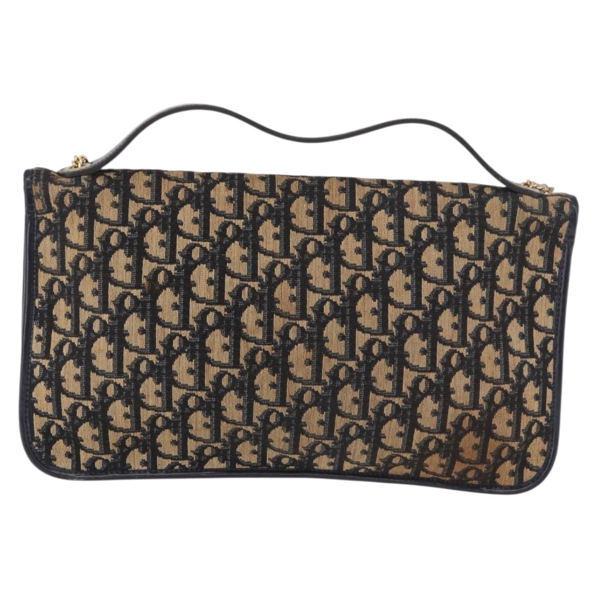 Christian Dior Trotter Canvas Hand Bag 2way Navy Gold Auth 188822 - Jerrillo image 3