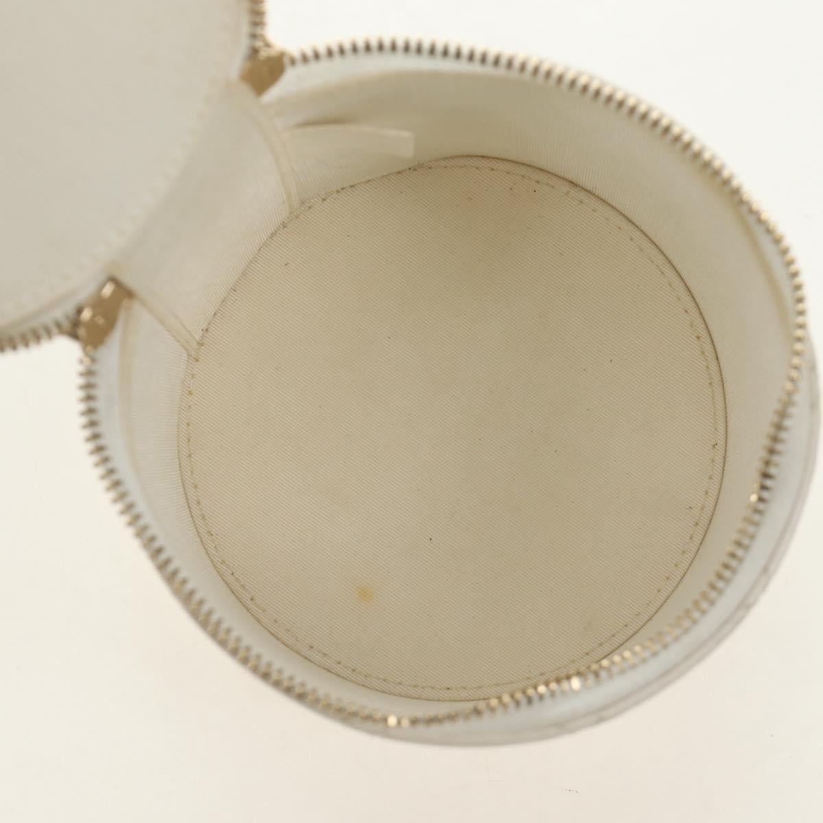 CHANEL Matelasse Chain Vanity Bag Lamb Skin White Gold CC Auth 188894SAM - Jerrillo image 10