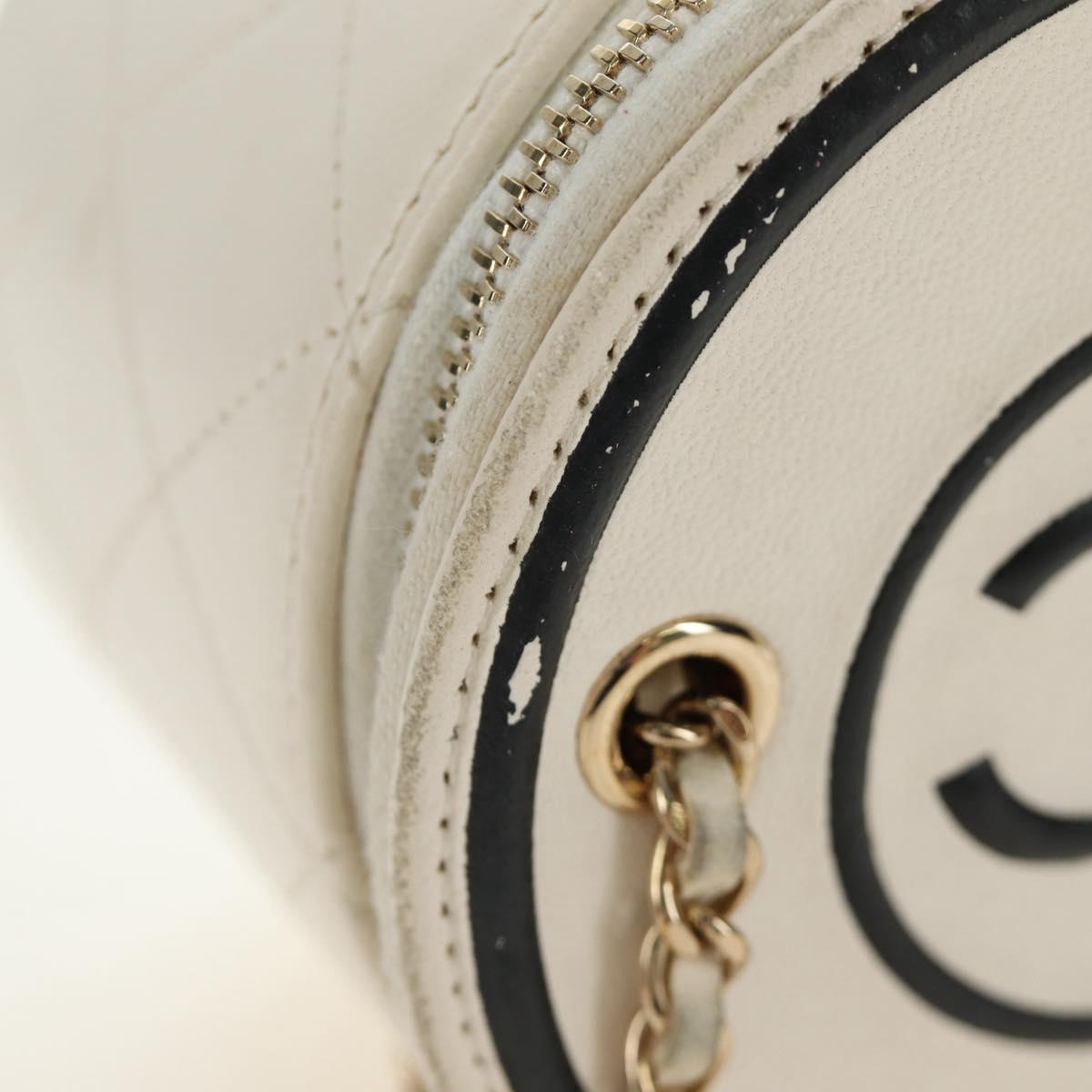 CHANEL Matelasse Chain Vanity Bag Lamb Skin White Gold CC Auth 188894SAM - Jerrillo image 8