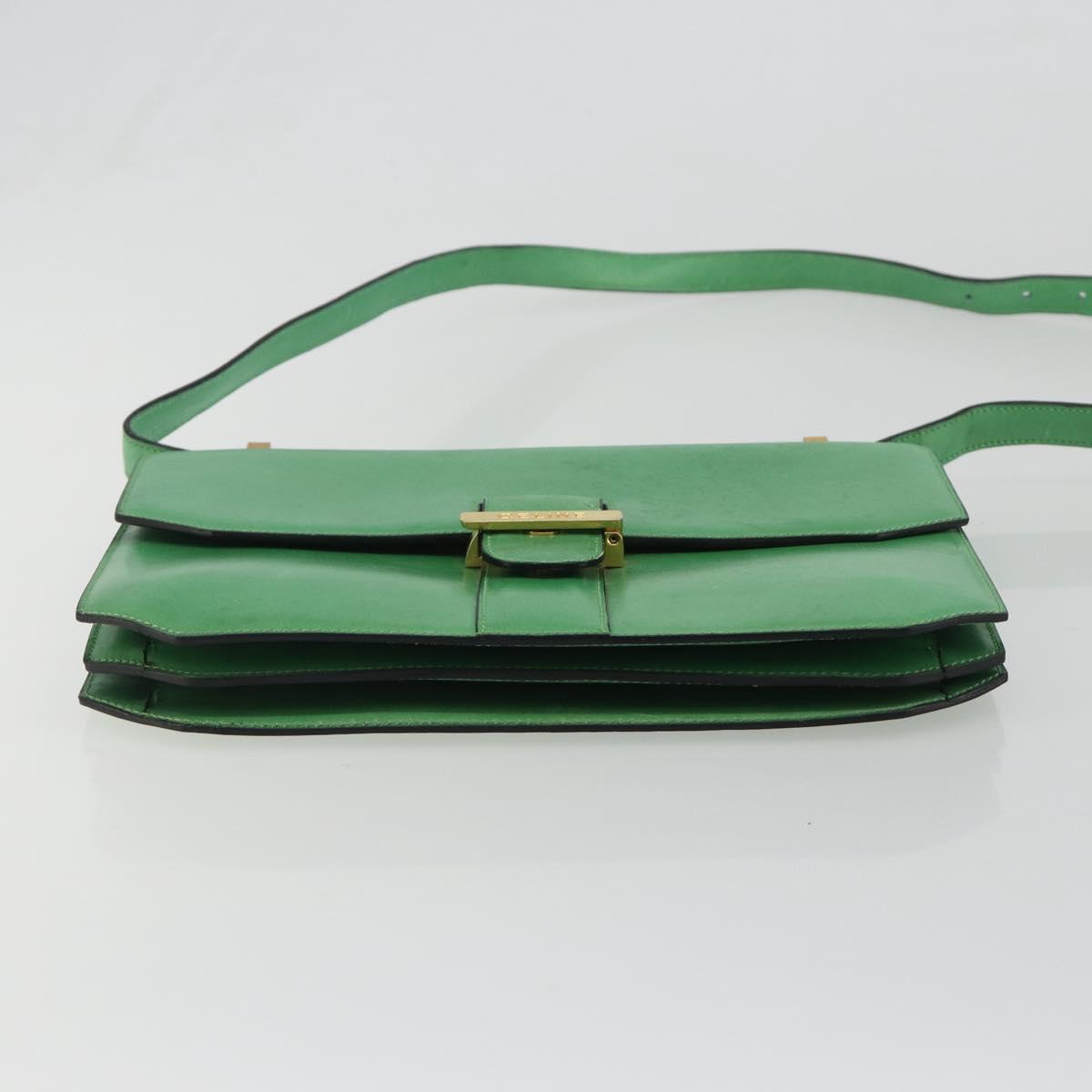 CELINE Shoulder Bag Leather Green Gold Auth 189202 - Jerrillo image 5