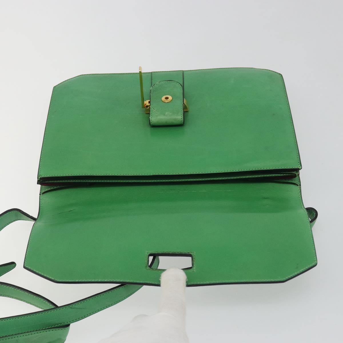 CELINE Shoulder Bag Leather Green Gold Auth 189202 - Jerrillo image 10