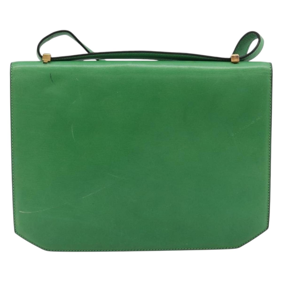 CELINE Shoulder Bag Leather Green Gold Auth 189202 - Jerrillo image 2