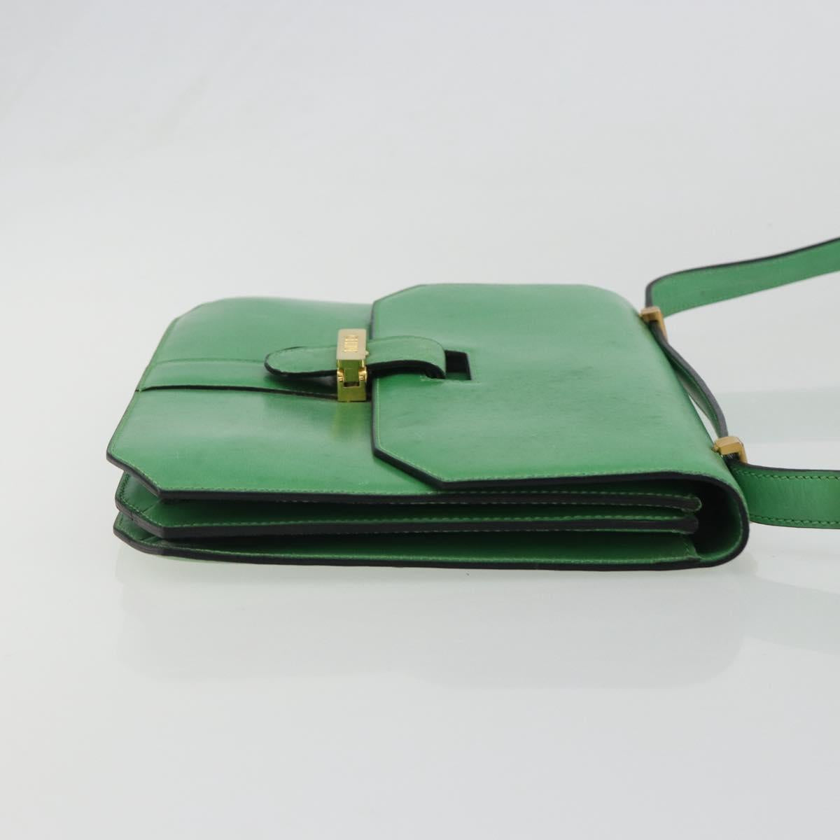 CELINE Shoulder Bag Leather Green Gold Auth 189202 - Jerrillo image 3