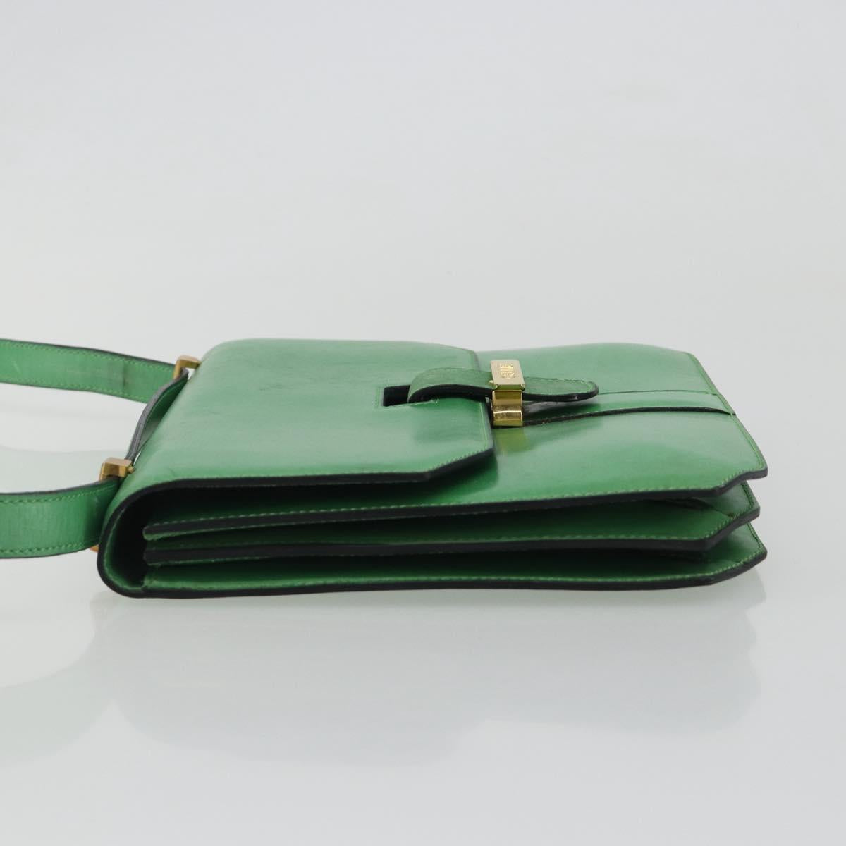 CELINE Shoulder Bag Leather Green Gold Auth 189202 - Jerrillo image 4