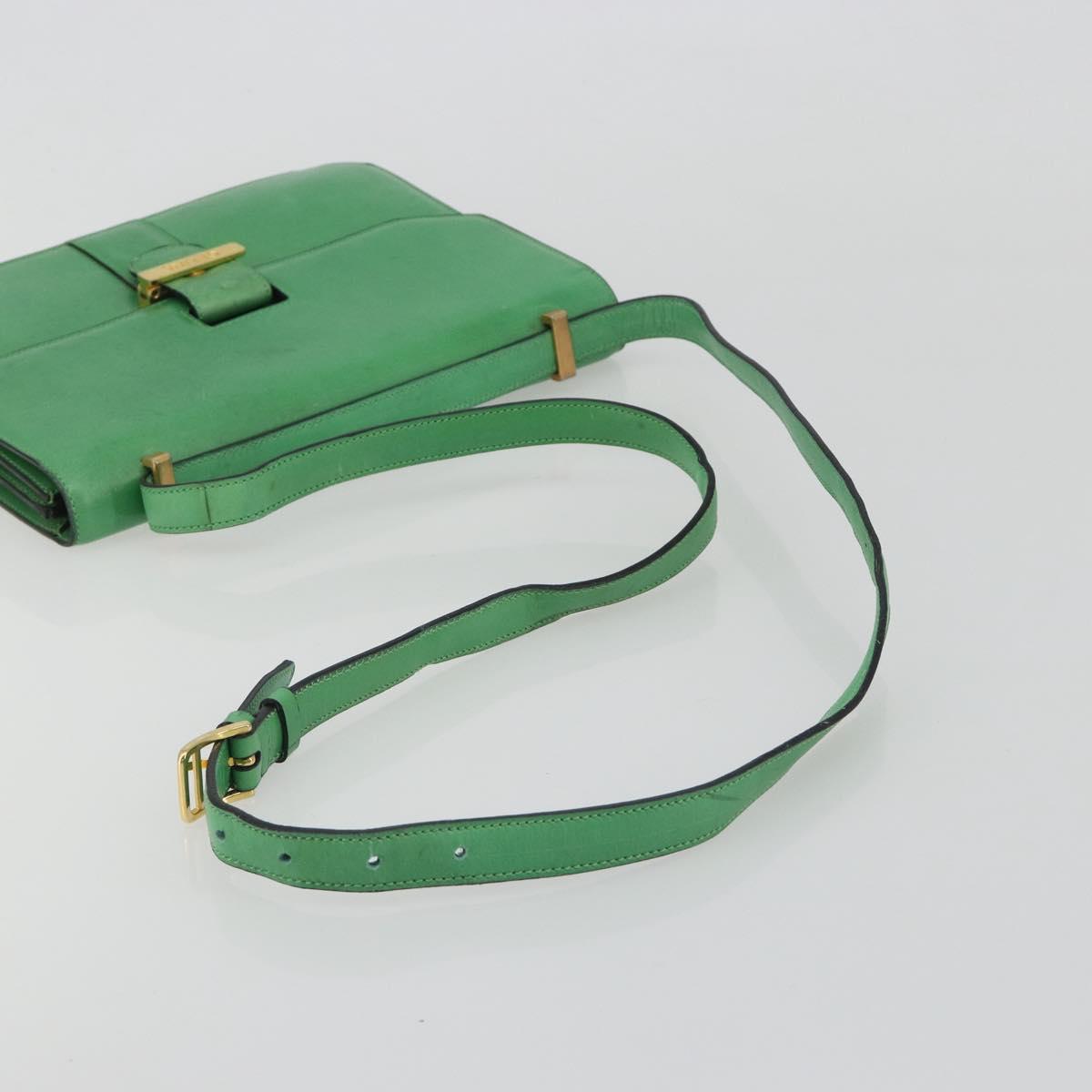 CELINE Shoulder Bag Leather Green Gold Auth 189202 - Jerrillo image 7