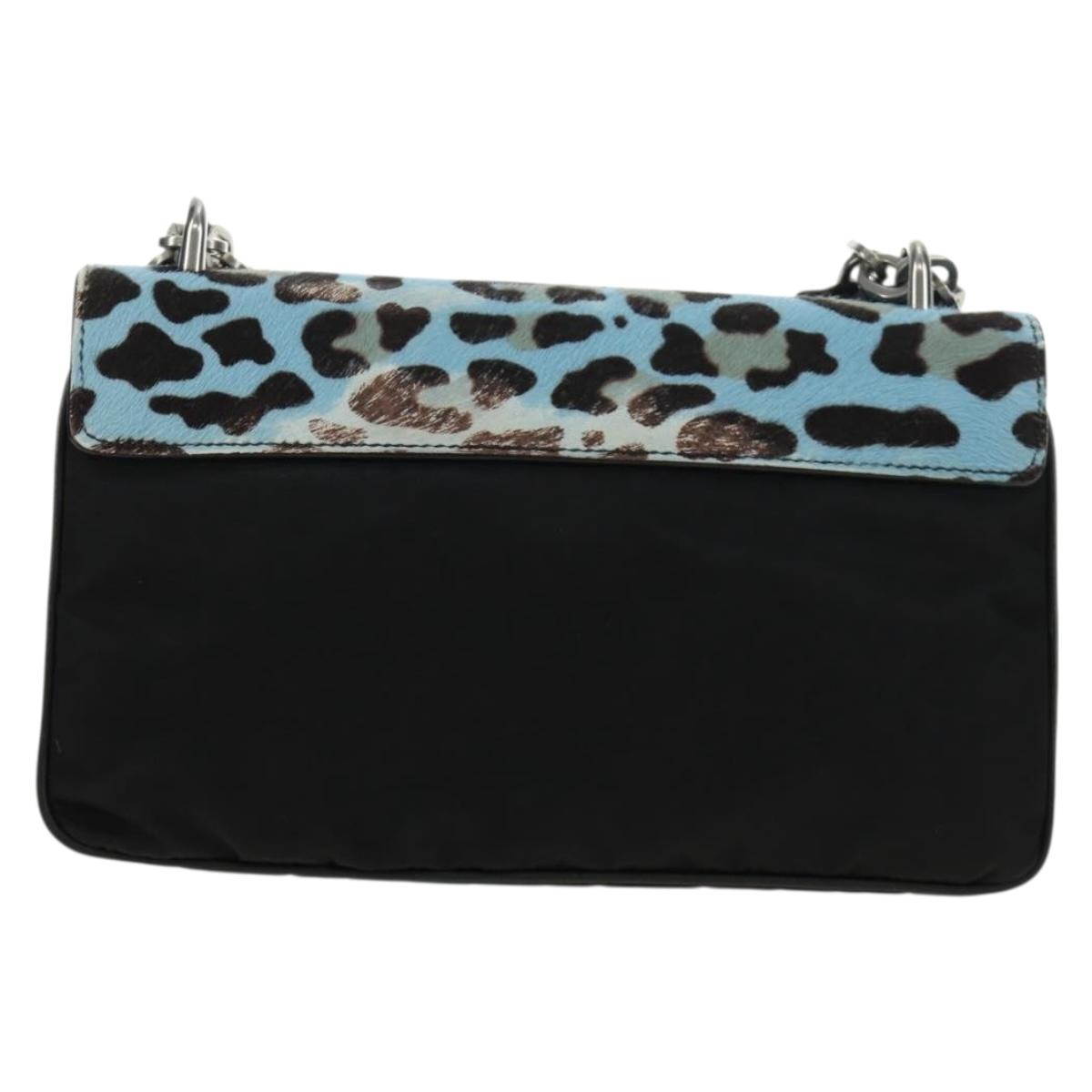PRADA Chain Shoulder Bag Unborn Calf Skin Light Blue Silver Auth 189257V - Jerrillo image 2