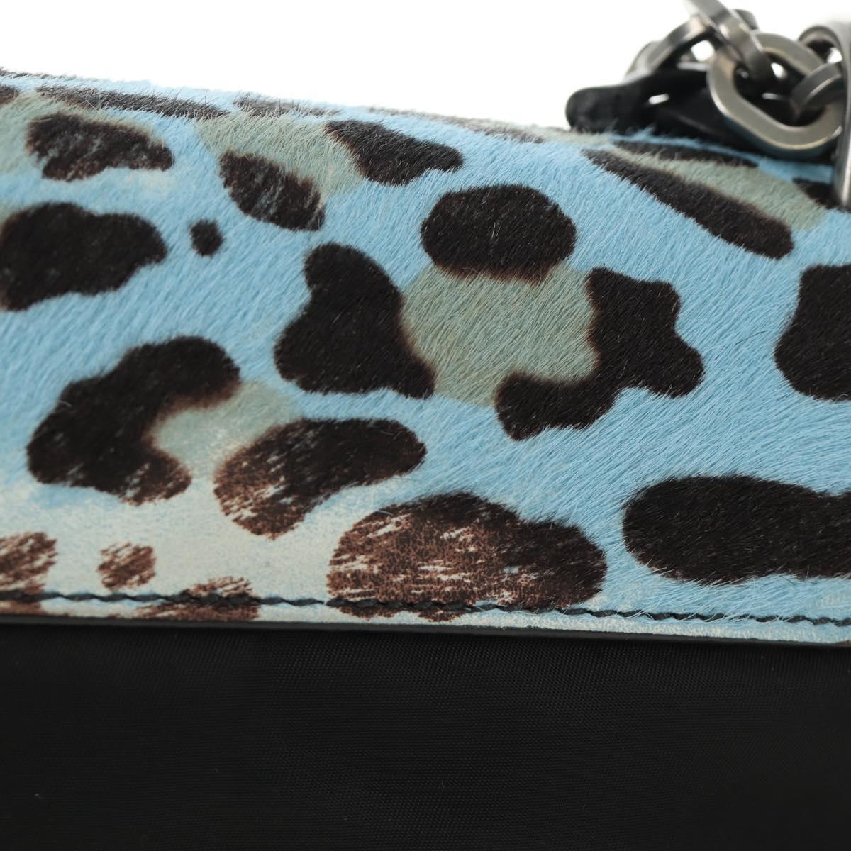 PRADA Chain Shoulder Bag Unborn Calf Skin Light Blue Silver Auth 189257V - Jerrillo image 4