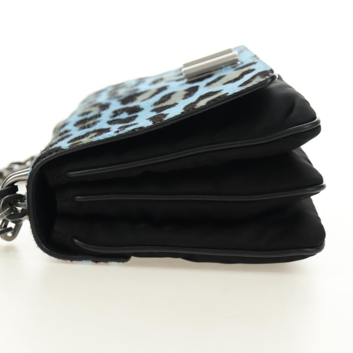 PRADA Chain Shoulder Bag Unborn Calf Skin Light Blue Silver Auth 189257V - Jerrillo image 5