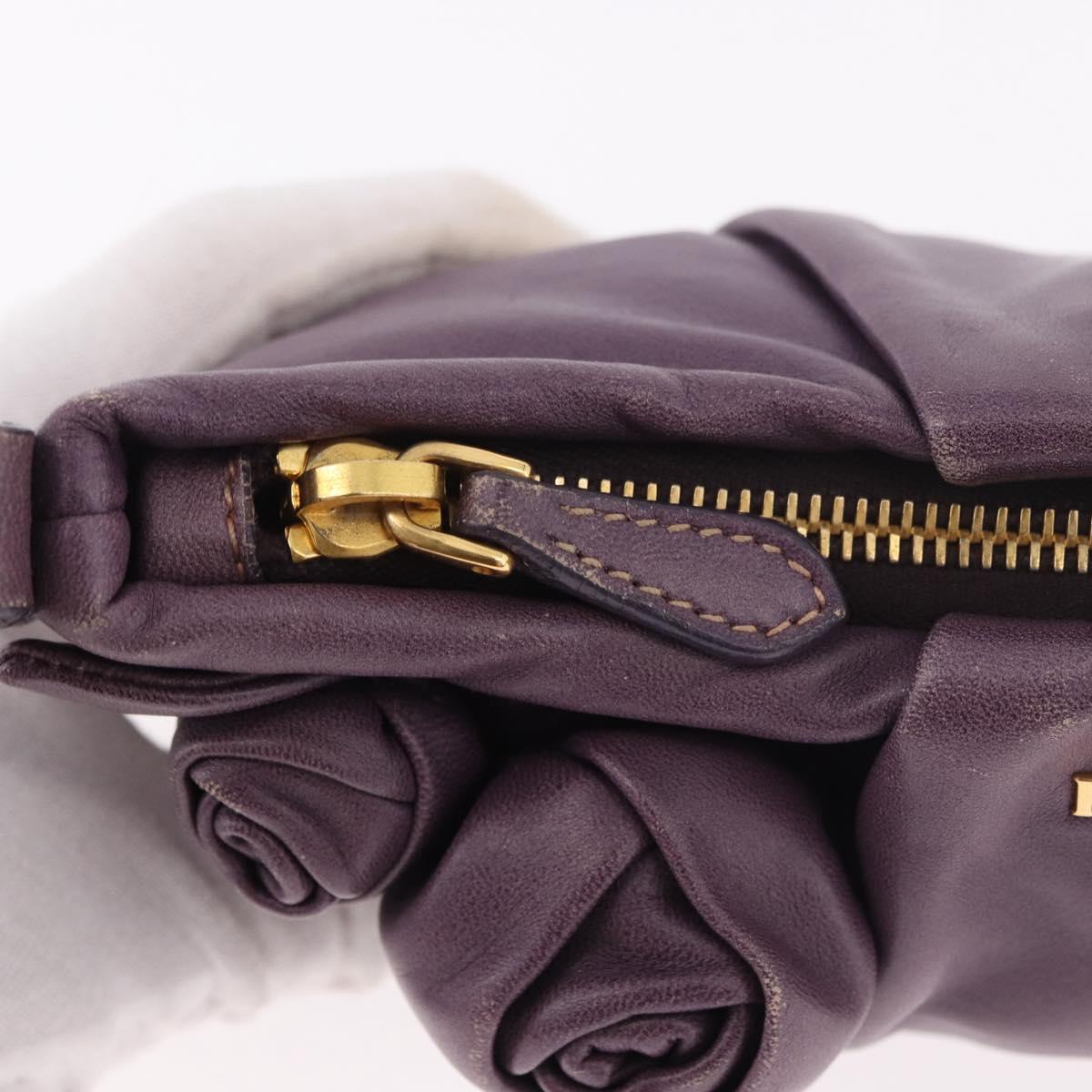 PRADA Accessory Pouch Leather Purple Gold Auth 189372A - Jerrillo image 10