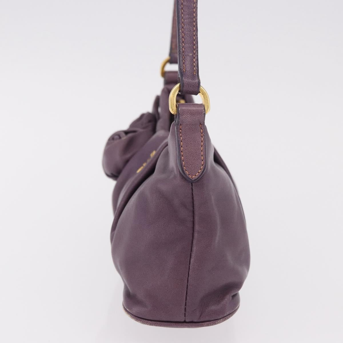 PRADA Accessory Pouch Leather Purple Gold Auth 189372A - Jerrillo image 3