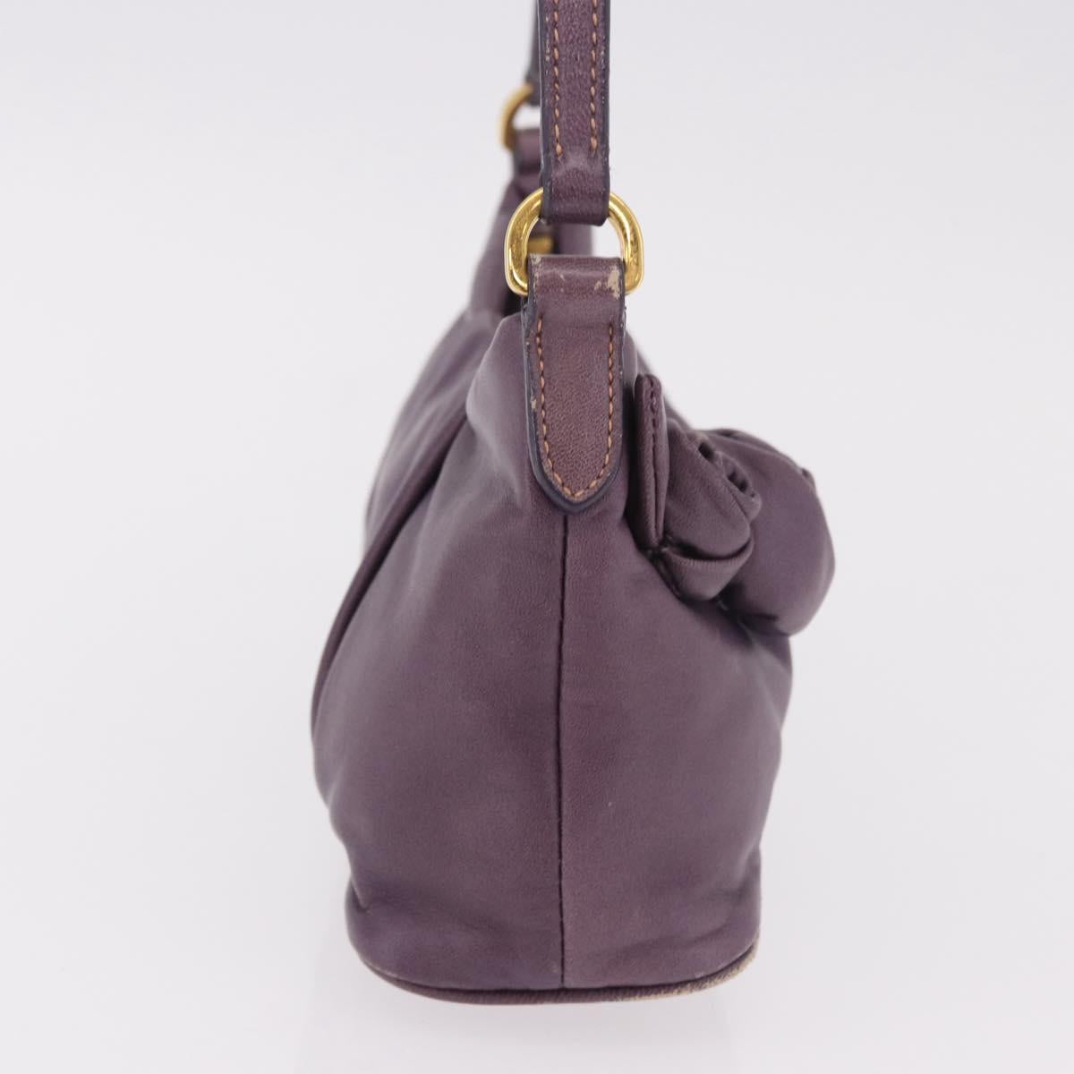 PRADA Accessory Pouch Leather Purple Gold Auth 189372A - Jerrillo image 4