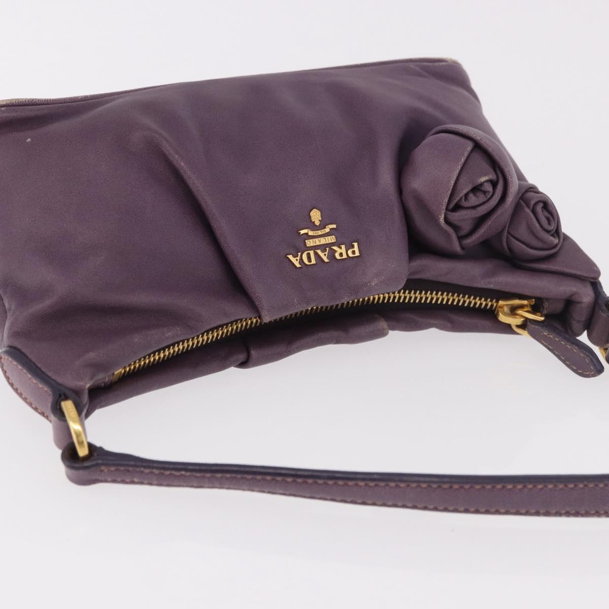 PRADA Accessory Pouch Leather Purple Gold Auth 189372A - Jerrillo image 6