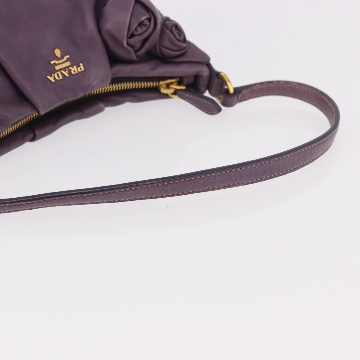 PRADA Accessory Pouch Leather Purple Gold Auth 189372A - Jerrillo image 7