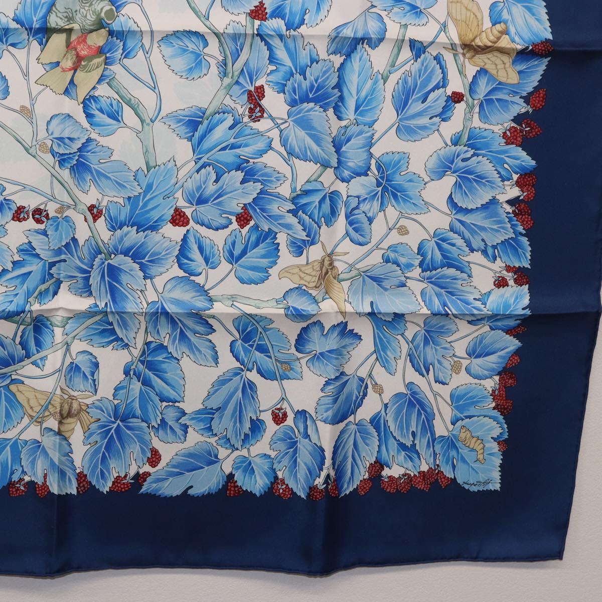 HERMES Carre 90 Scarf "I`ARBRE de SOiE" Silk Blue Auth 189417M - Jerrillo image 10