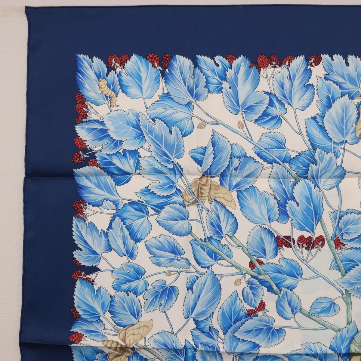 HERMES Carre 90 Scarf "I`ARBRE de SOiE" Silk Blue Auth 189417M - Jerrillo image 2