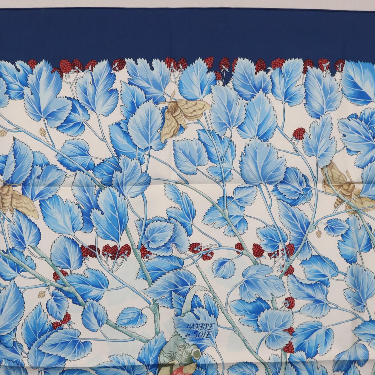 HERMES Carre 90 Scarf "I`ARBRE de SOiE" Silk Blue Auth 189417M - Jerrillo image 3