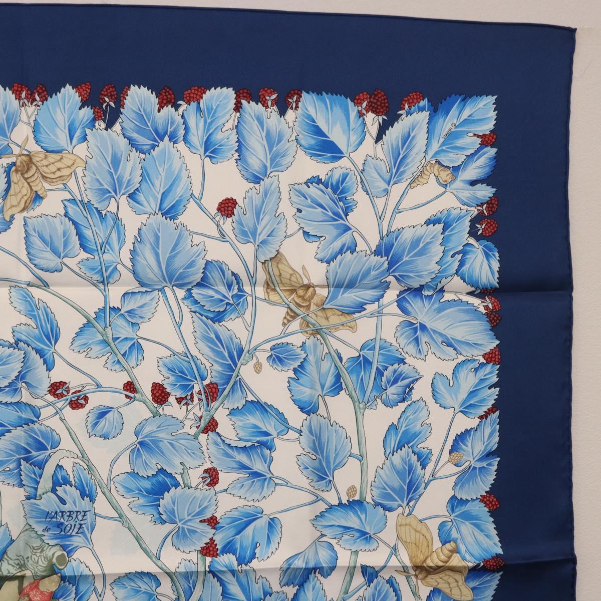 HERMES Carre 90 Scarf "I`ARBRE de SOiE" Silk Blue Auth 189417M - Jerrillo image 4