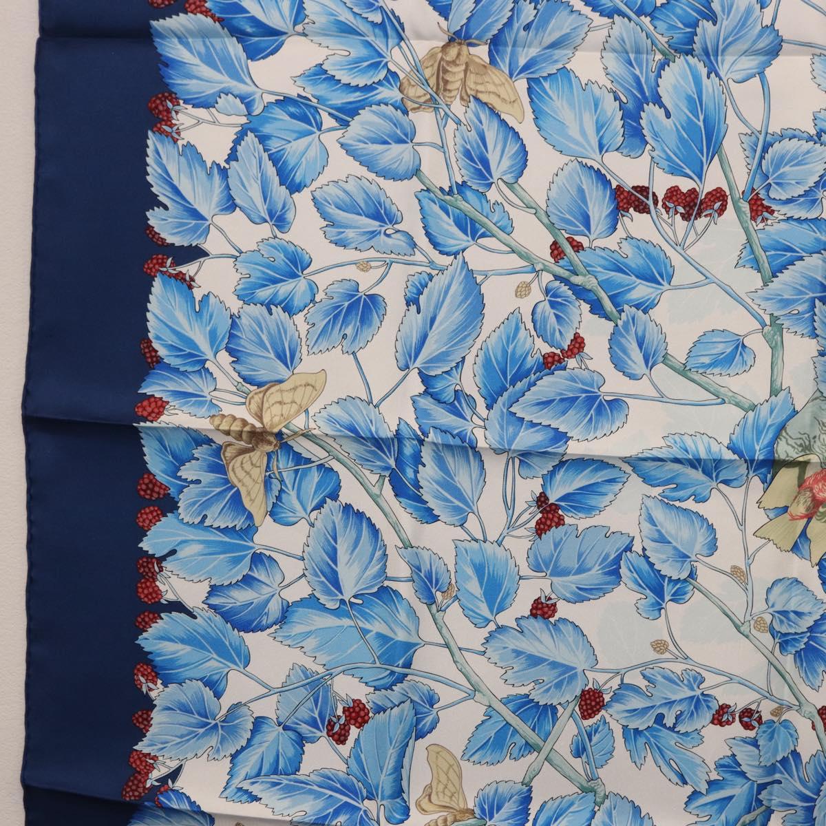 HERMES Carre 90 Scarf "I`ARBRE de SOiE" Silk Blue Auth 189417M - Jerrillo image 5