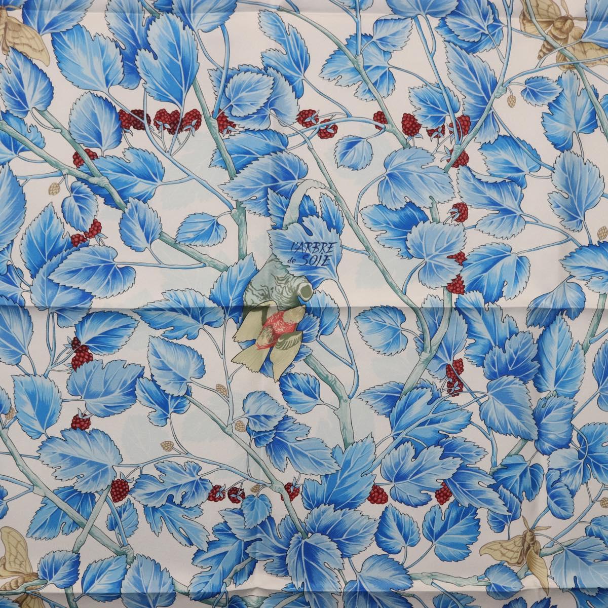 HERMES Carre 90 Scarf "I`ARBRE de SOiE" Silk Blue Auth 189417M - Jerrillo image 6