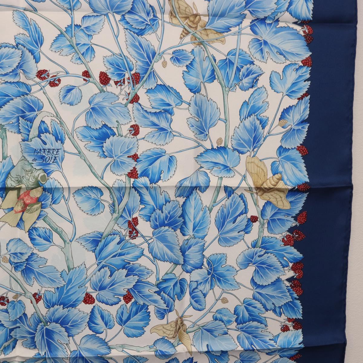 HERMES Carre 90 Scarf "I`ARBRE de SOiE" Silk Blue Auth 189417M - Jerrillo image 7