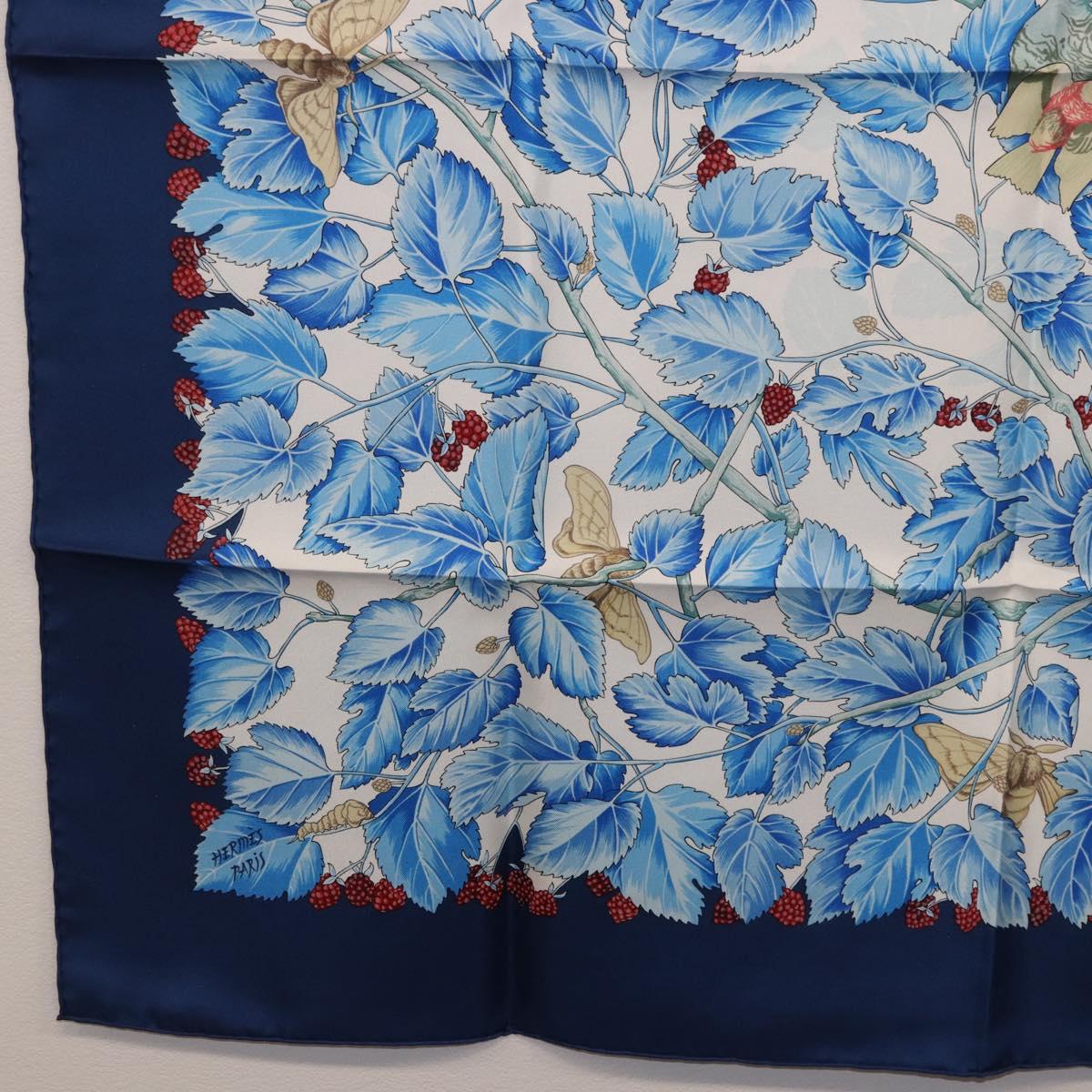 HERMES Carre 90 Scarf "I`ARBRE de SOiE" Silk Blue Auth 189417M - Jerrillo image 8