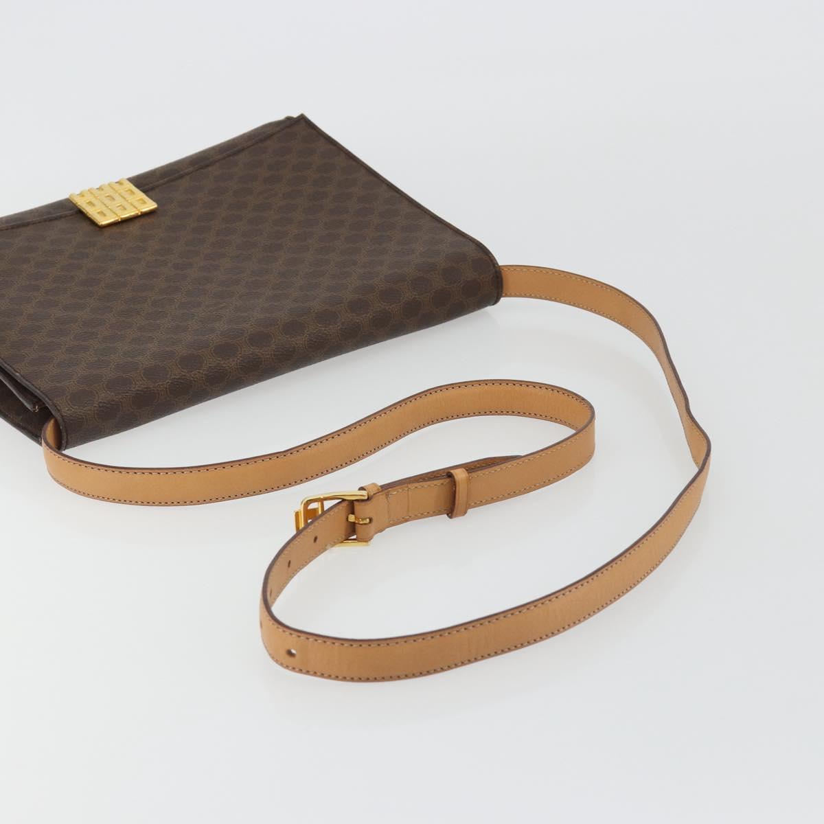 CELINE Macadam Canvas Shoulder Bag PVC Leather Brown Gold Auth 189539A - Jerrillo image 7