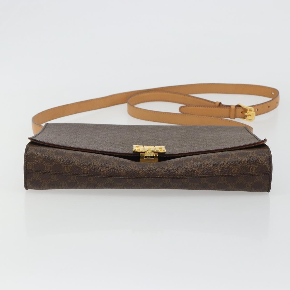 CELINE Macadam Canvas Shoulder Bag PVC Leather Brown Gold Auth 189539A - Jerrillo image 5