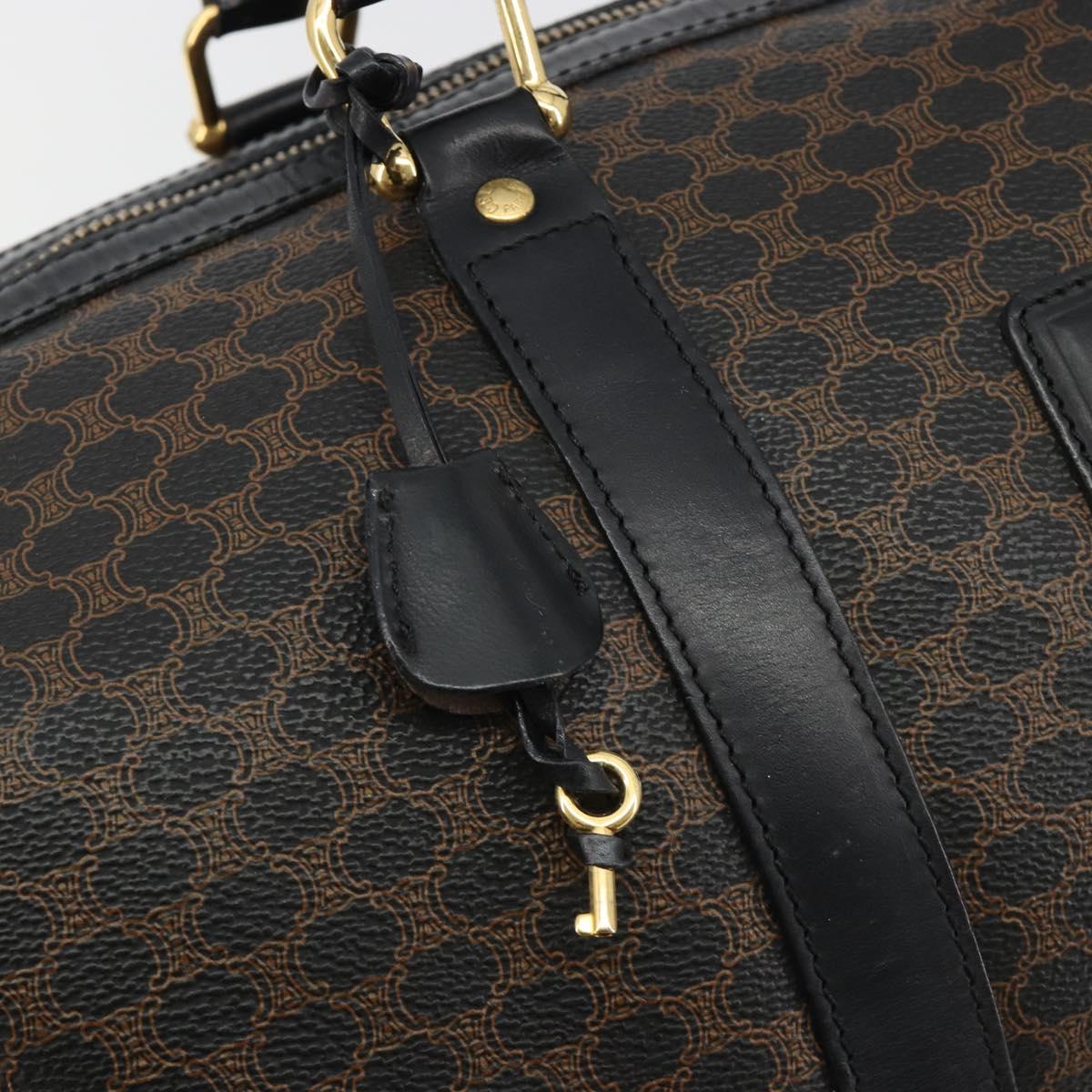 CELINE Macadam Canvas Boston Bag PVC Leather Black Gold Auth 189541A - Jerrillo image 9