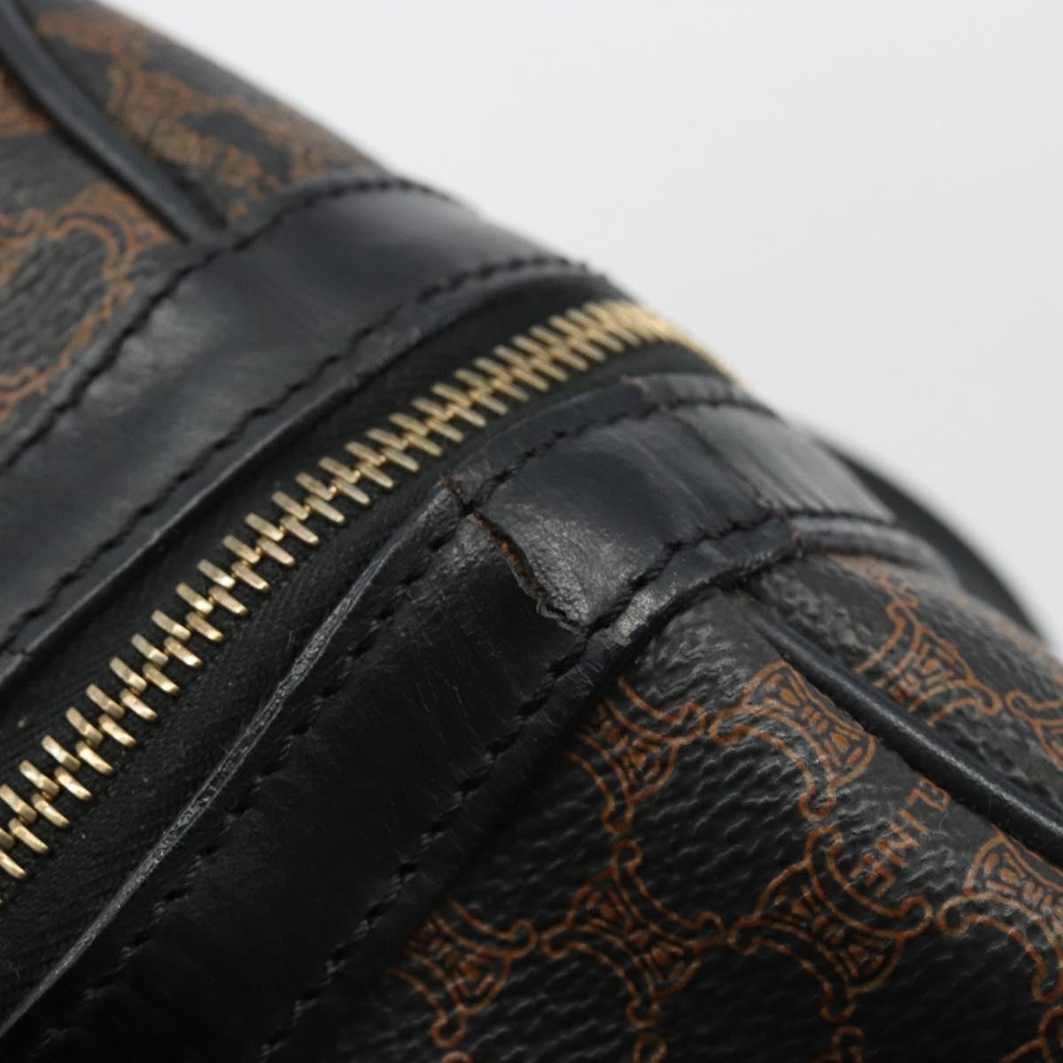 CELINE Macadam Canvas Boston Bag PVC Leather Black Gold Auth 189541A - Jerrillo image 10