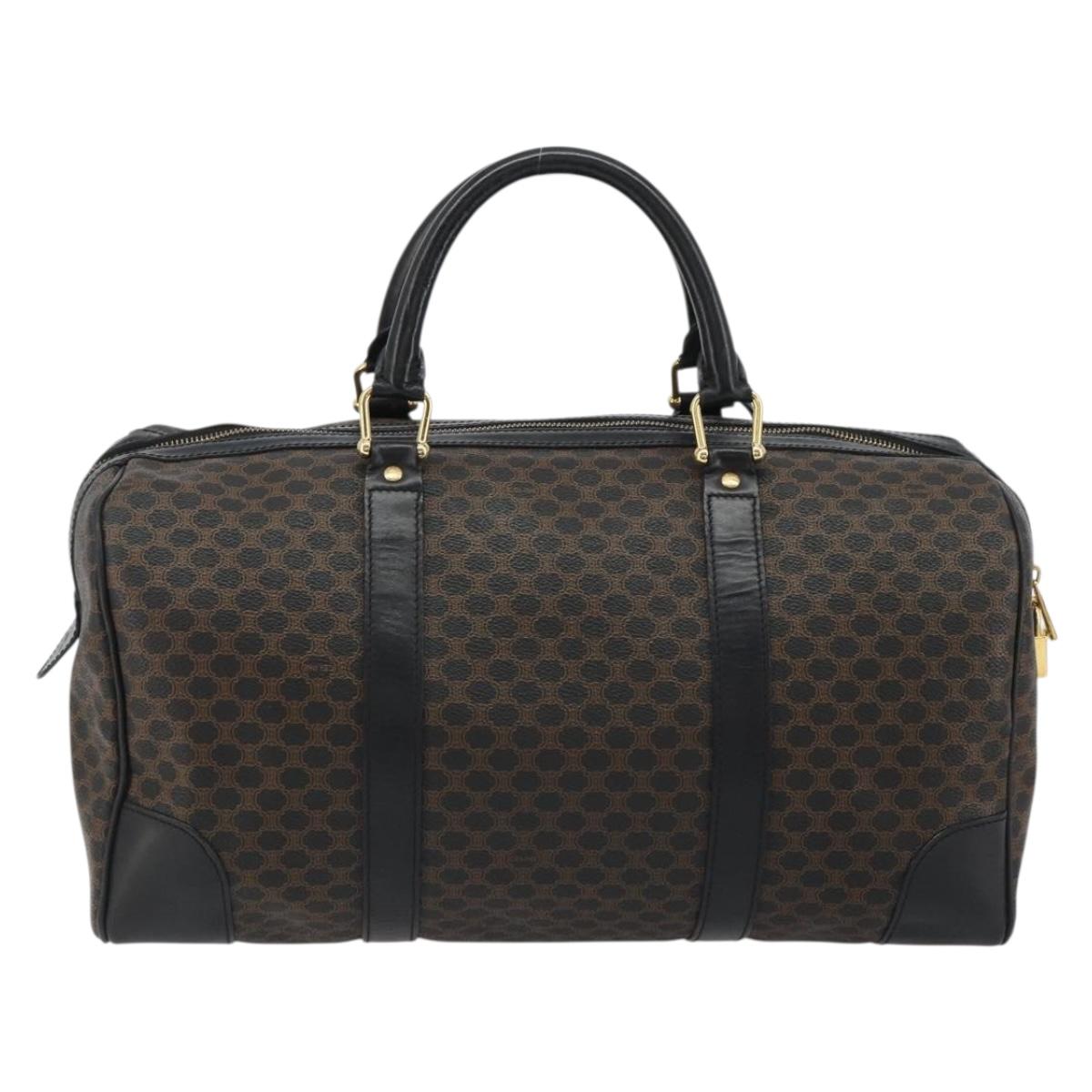 CELINE Macadam Canvas Boston Bag PVC Leather Black Gold Auth 189541A - Jerrillo image 2