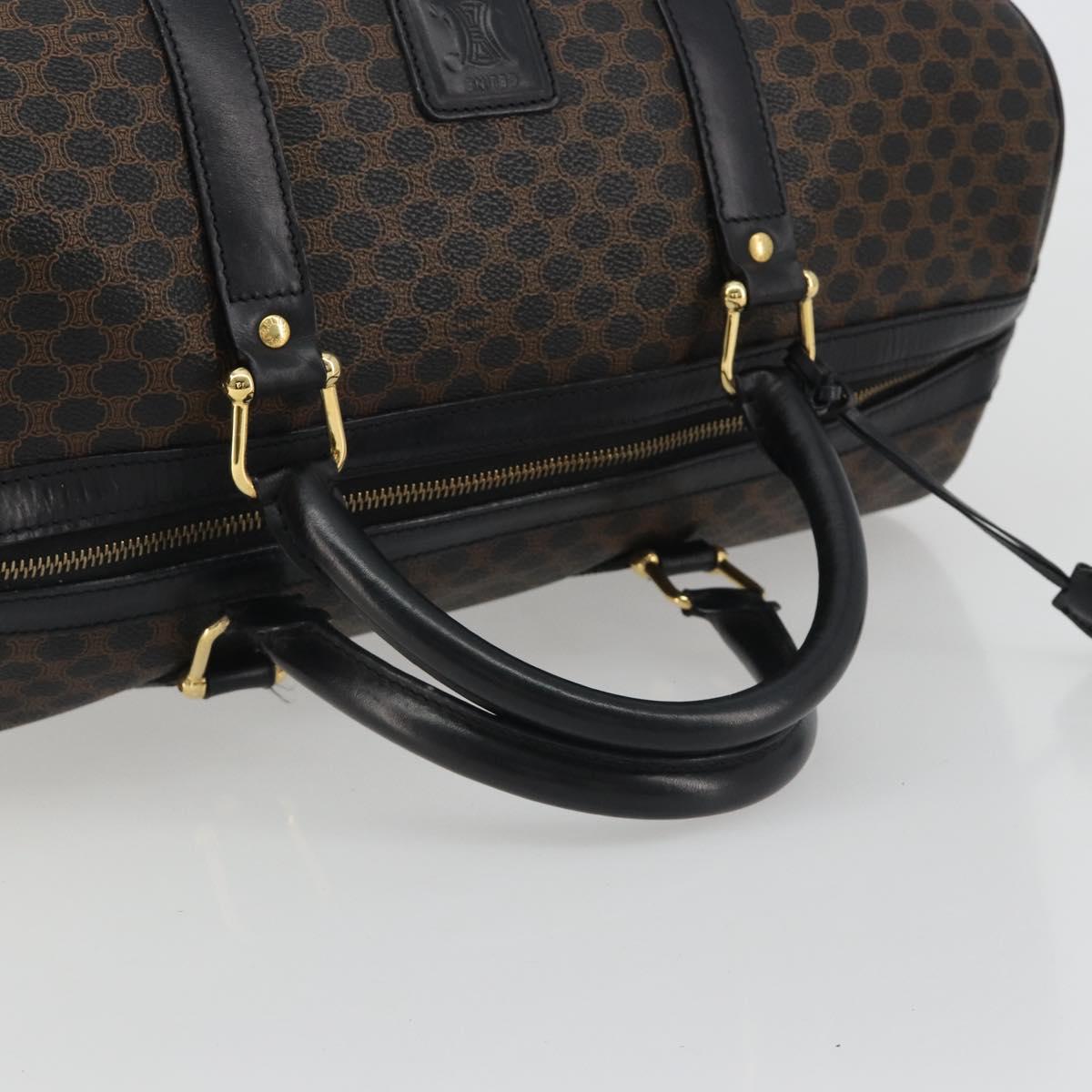 CELINE Macadam Canvas Boston Bag PVC Leather Black Gold Auth 189541A - Jerrillo image 7