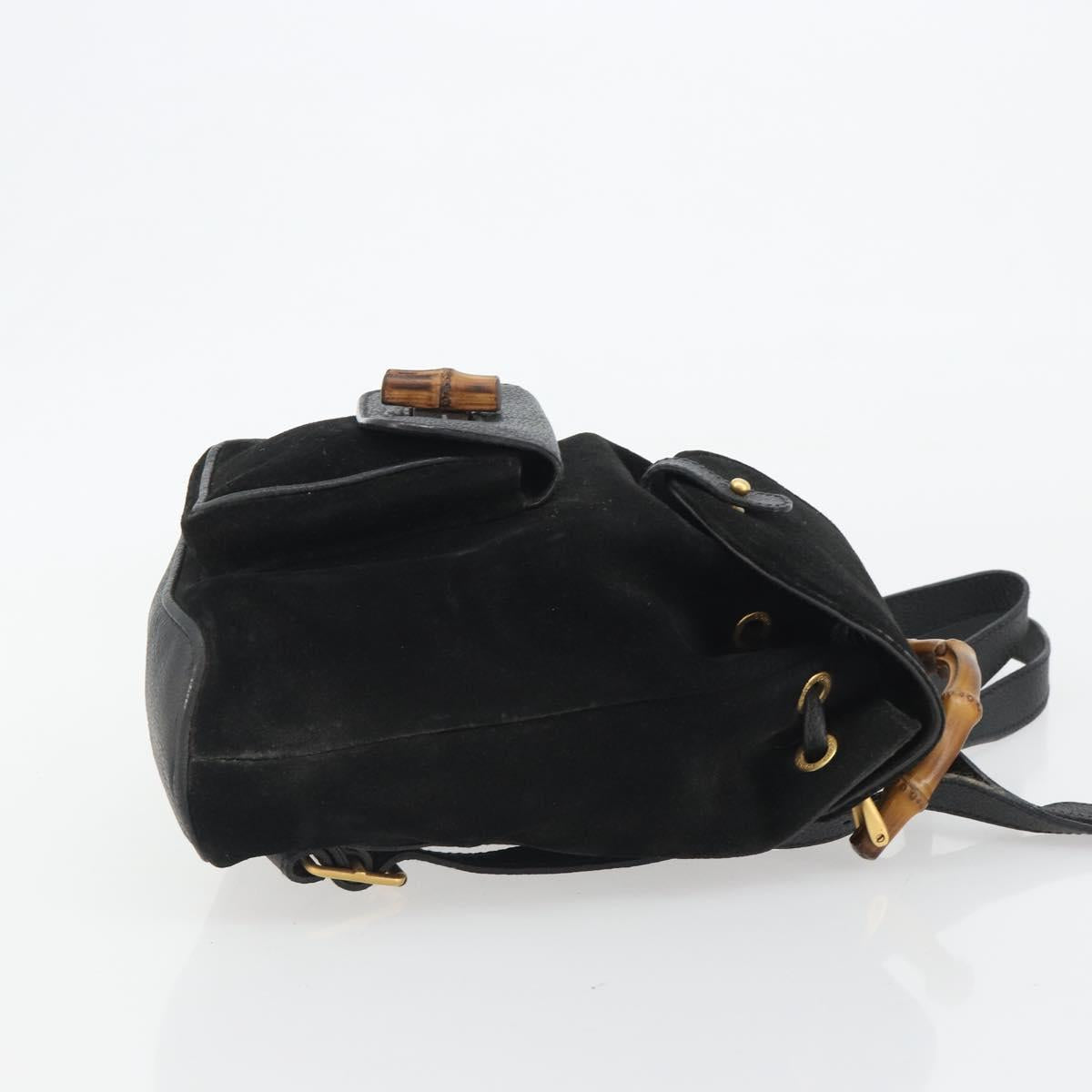 GUCCI Bamboo Backpack Suede Black Gold 003 1705 0030 Auth 189651 - Jerrillo image 4