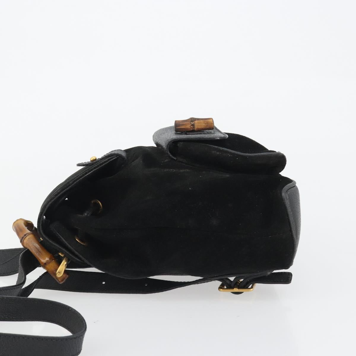 GUCCI Bamboo Backpack Suede Black Gold 003 1705 0030 Auth 189651 - Jerrillo image 5