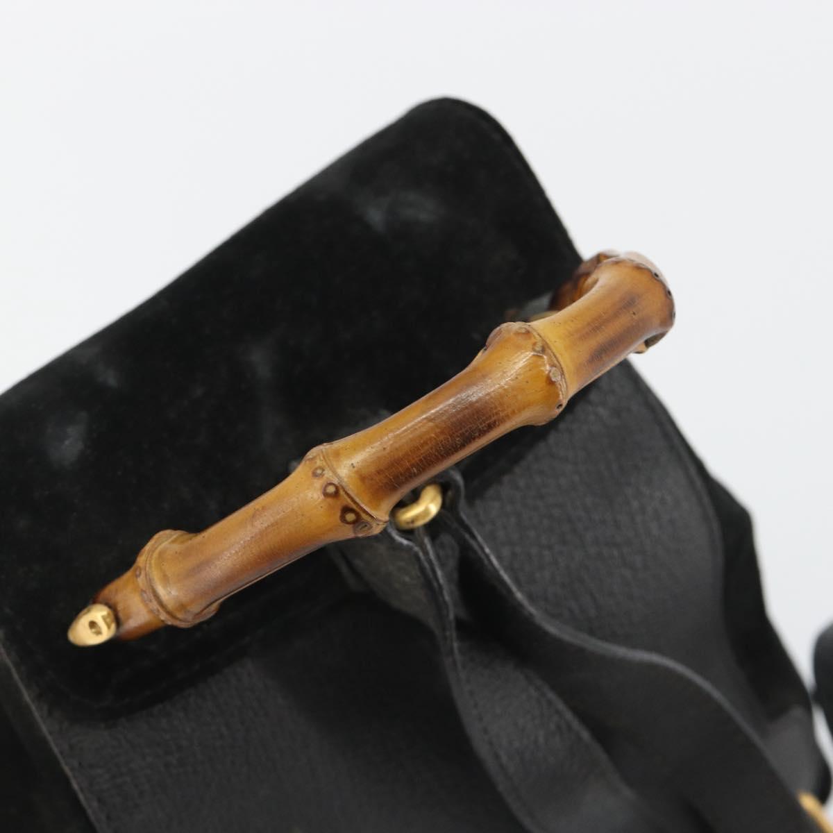 GUCCI Bamboo Backpack Suede Black Gold 003 1705 0030 Auth 189651 - Jerrillo image 7