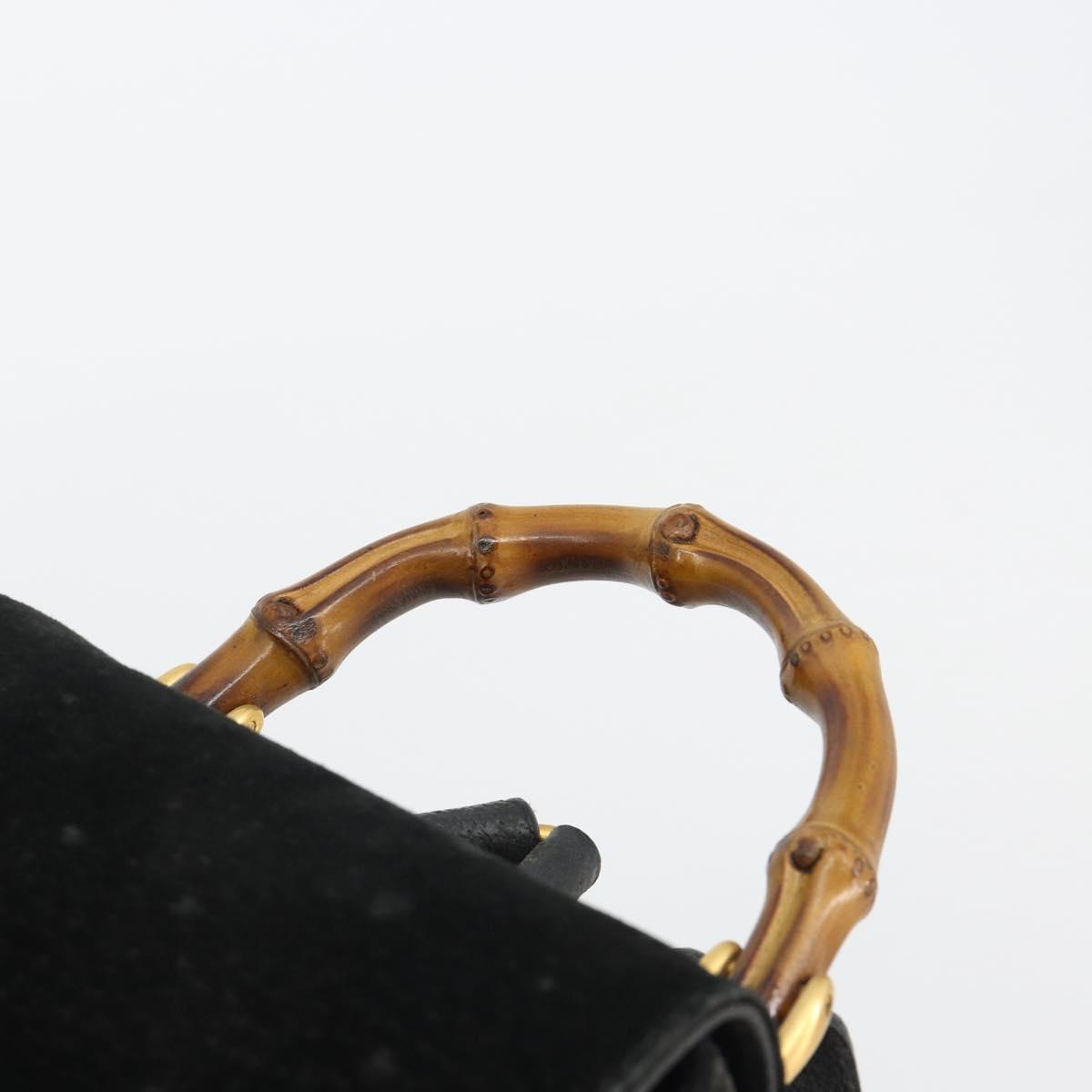 GUCCI Bamboo Backpack Suede Black Gold 003 1705 0030 Auth 189651 - Jerrillo image 8