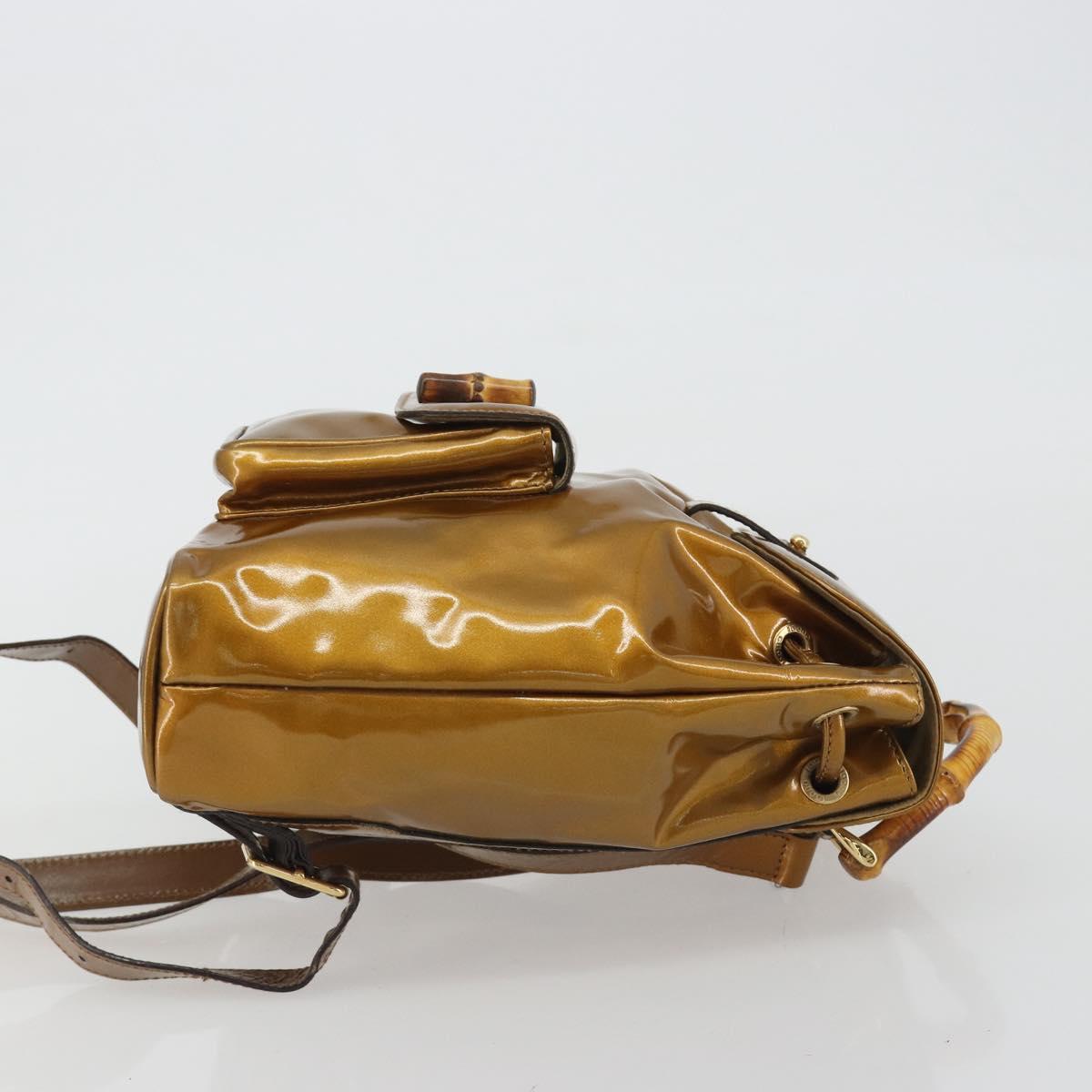 GUCCI Bamboo Backpack Patent Leather Bronze Gold 003 1705 0030 Auth 189694 - Jerrillo image 4