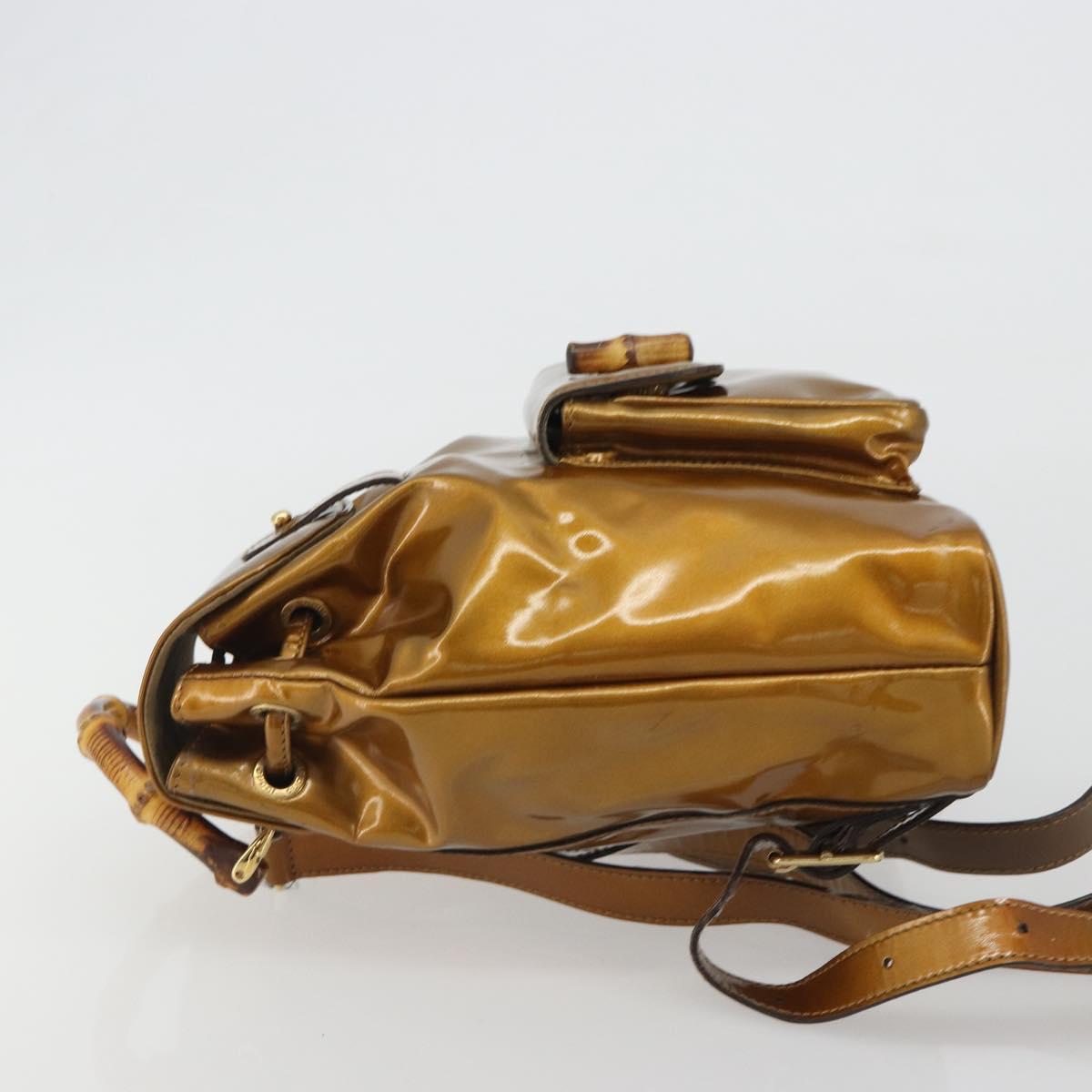 GUCCI Bamboo Backpack Patent Leather Bronze Gold 003 1705 0030 Auth 189694 - Jerrillo image 5