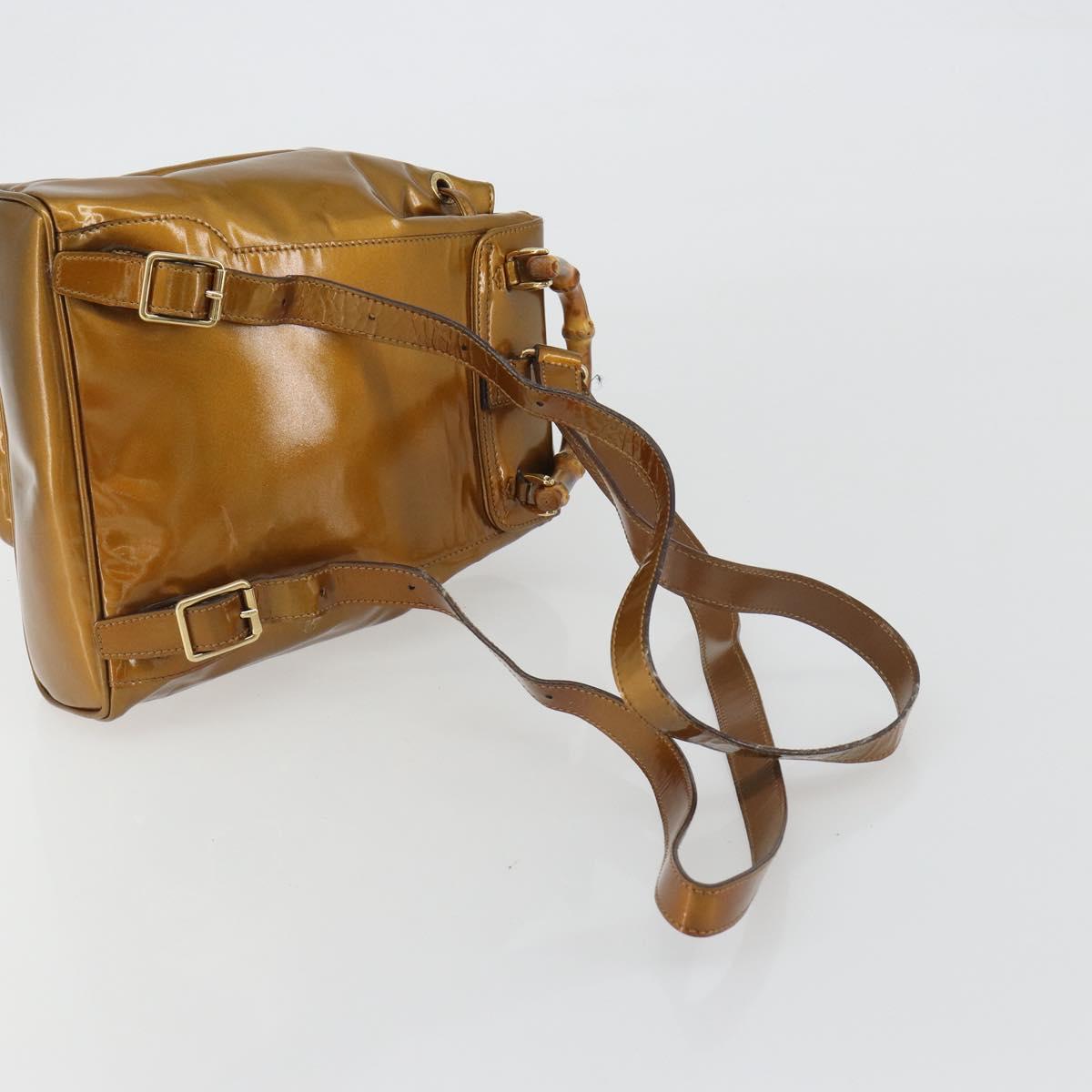 GUCCI Bamboo Backpack Patent Leather Bronze Gold 003 1705 0030 Auth 189694 - Jerrillo image 9