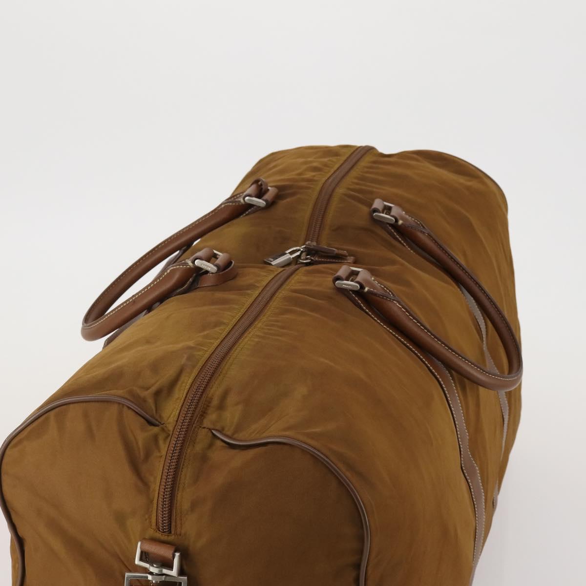 PRADA Boston Bag Nylon 2way Brown Silver Auth 189699 - Jerrillo image 6