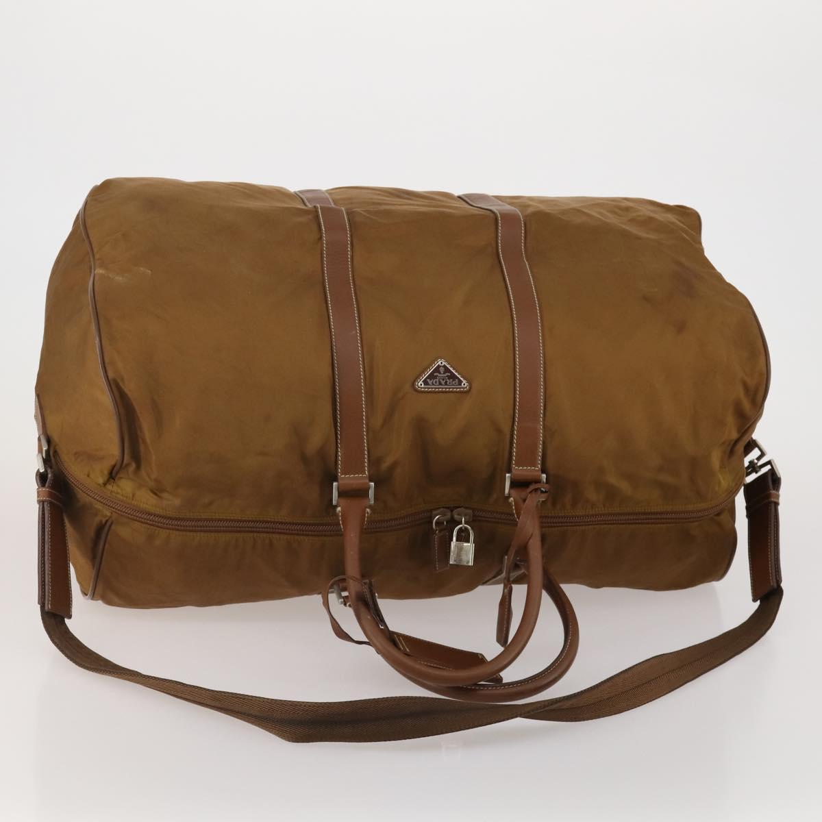 PRADA Boston Bag Nylon 2way Brown Silver Auth 189699 - Jerrillo image 7