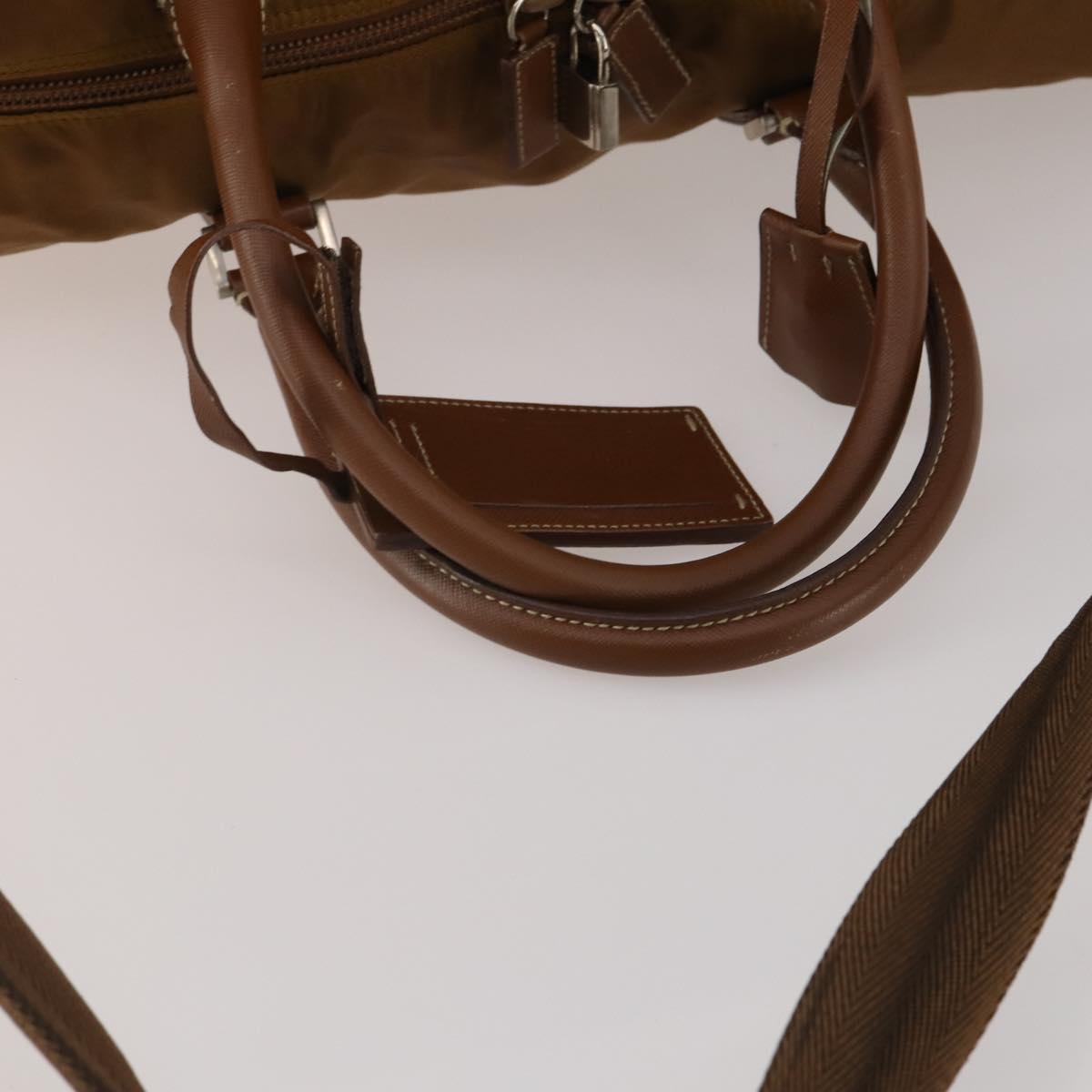 PRADA Boston Bag Nylon 2way Brown Silver Auth 189699 - Jerrillo image 8