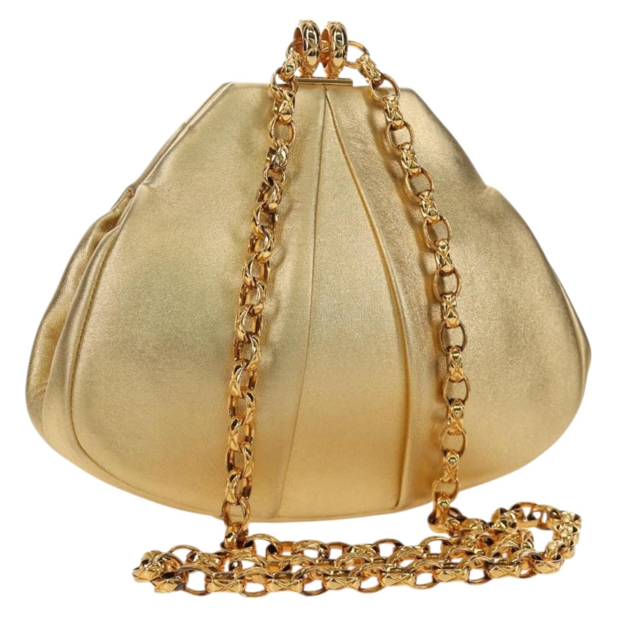 CHANEL Chain Shoulder Bag Leather Gold CC Auth 189731SM - Jerrillo