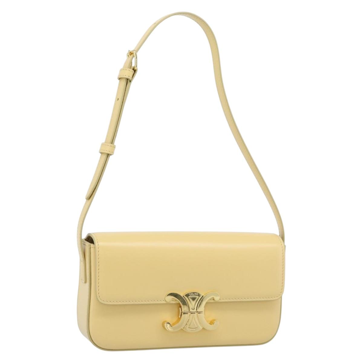 CELINE Triomphe Shoulder Bag Leather Ivory Gold Auth 189733SM - Jerrillo