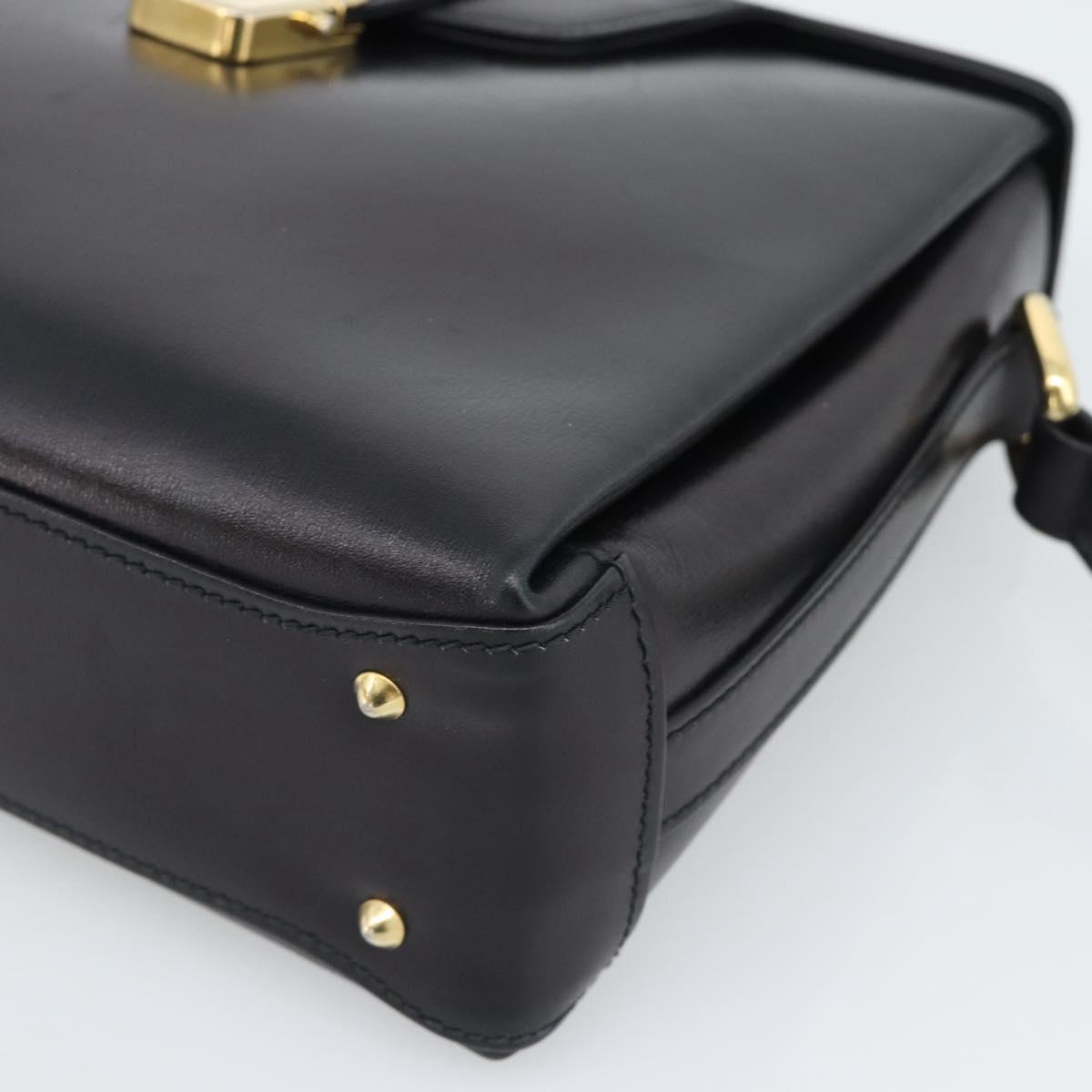 GUCCI Shoulder Bag Leather Black Gold Auth 189787A - Jerrillo image 9