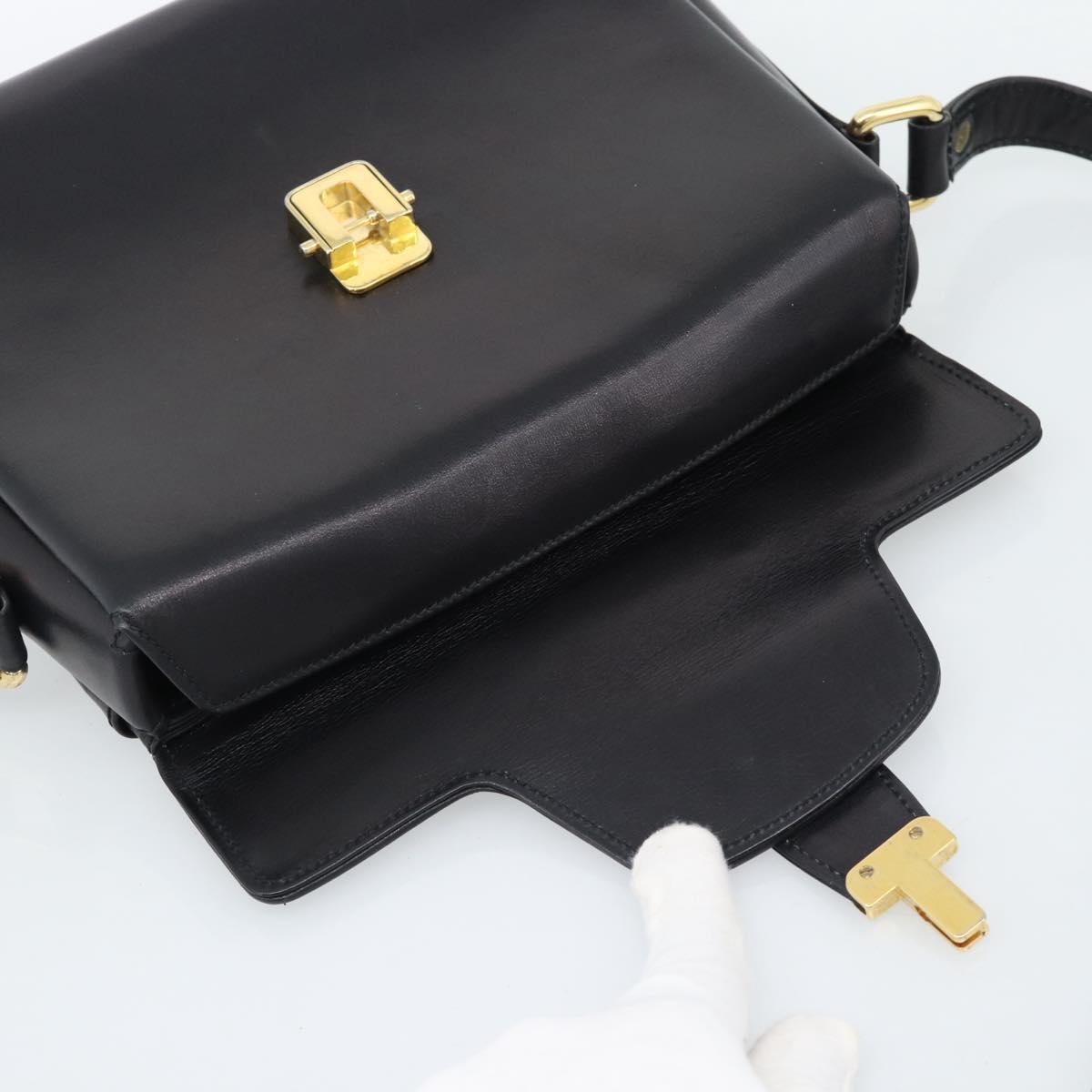 GUCCI Shoulder Bag Leather Black Gold Auth 189787A - Jerrillo image 10