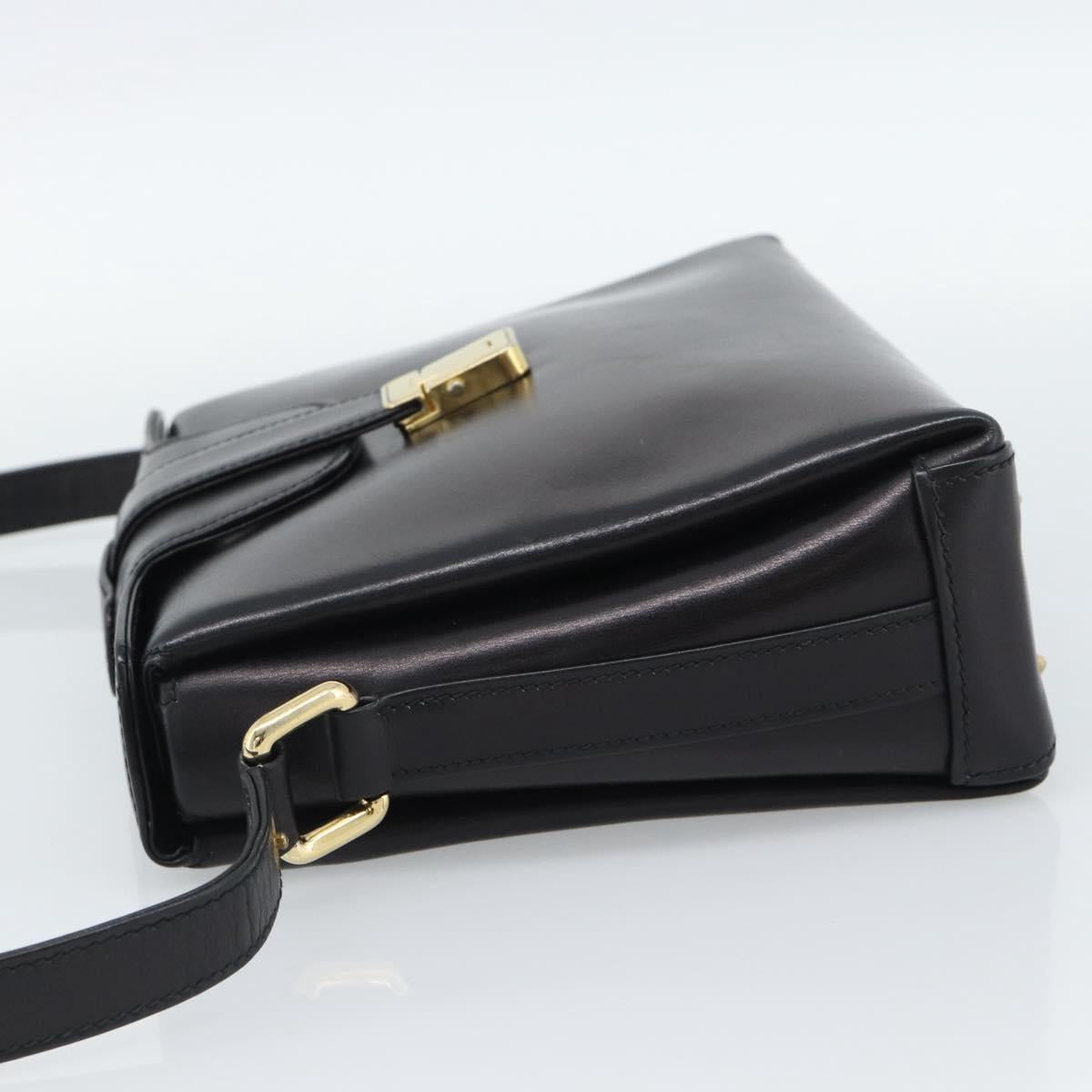 GUCCI Shoulder Bag Leather Black Gold Auth 189787A - Jerrillo image 3