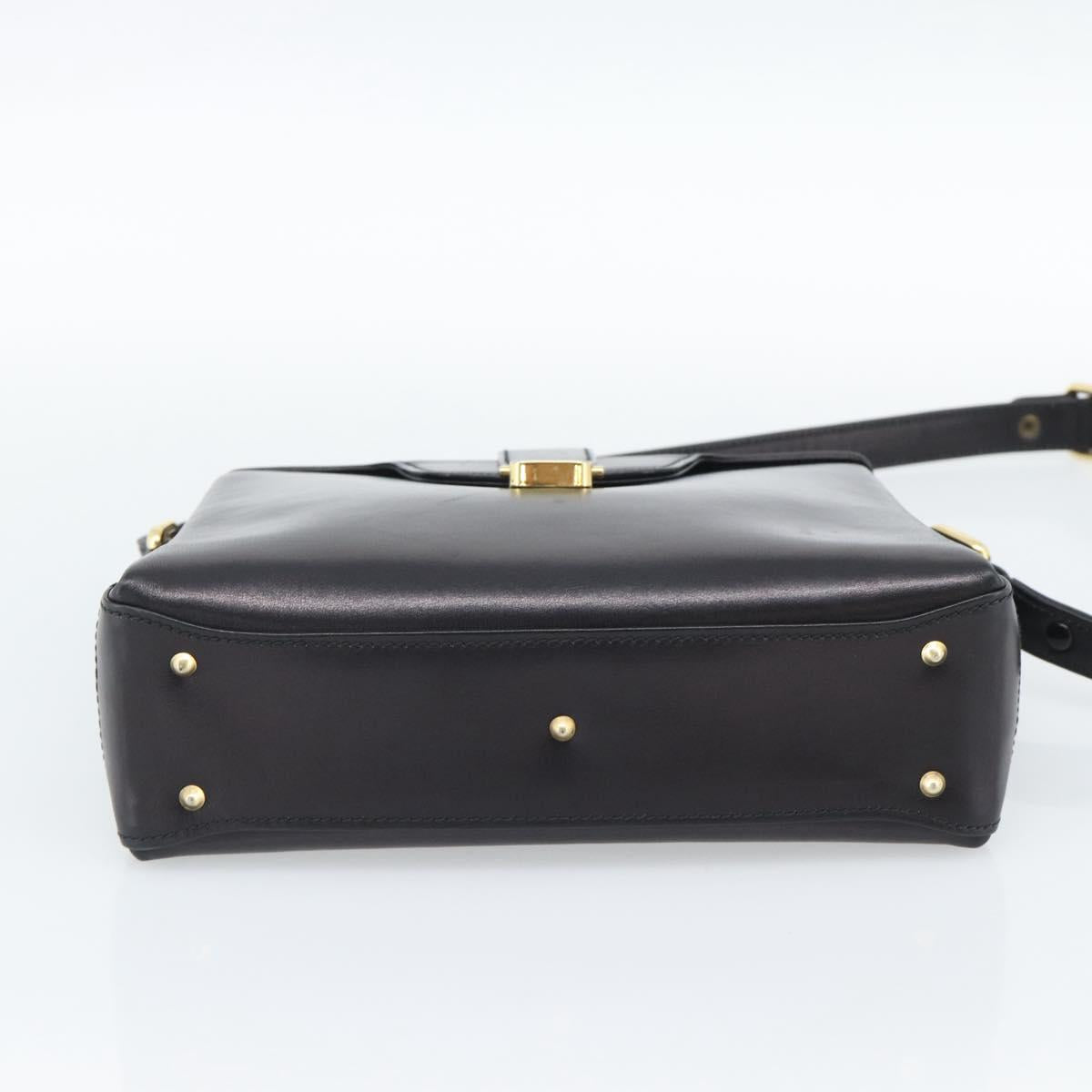 GUCCI Shoulder Bag Leather Black Gold Auth 189787A - Jerrillo image 5