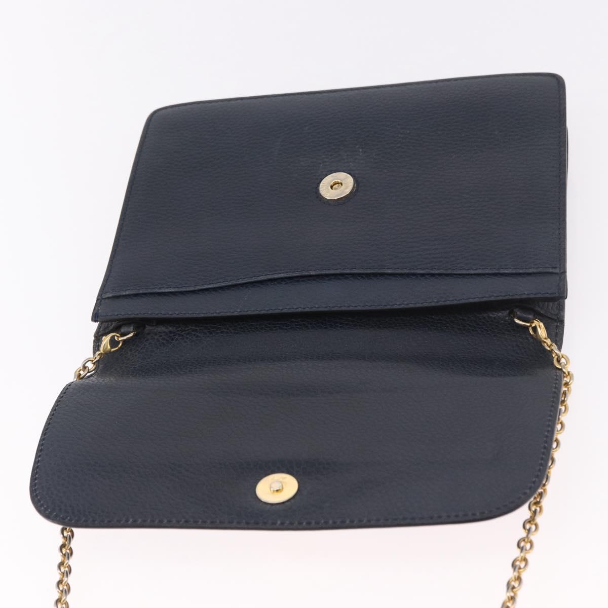 CELINE Medallion Chain Shoulder Bag Leather Black Gold Auth 189809A - Jerrillo image 9