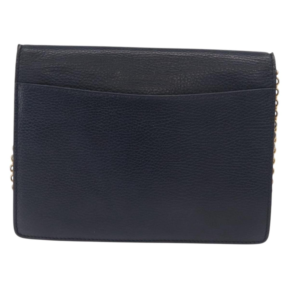 CELINE Medallion Chain Shoulder Bag Leather Black Gold Auth 189809A - Jerrillo image 2